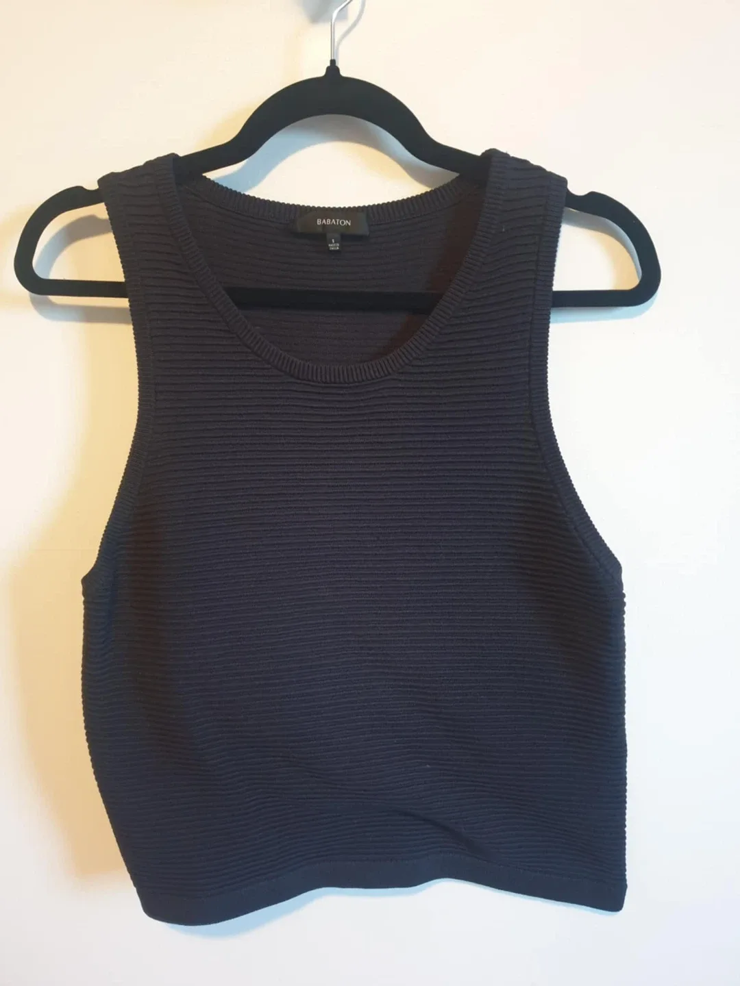 Aritzia Babaton Black Ribbed Tank Top (Small) image indicator(2)