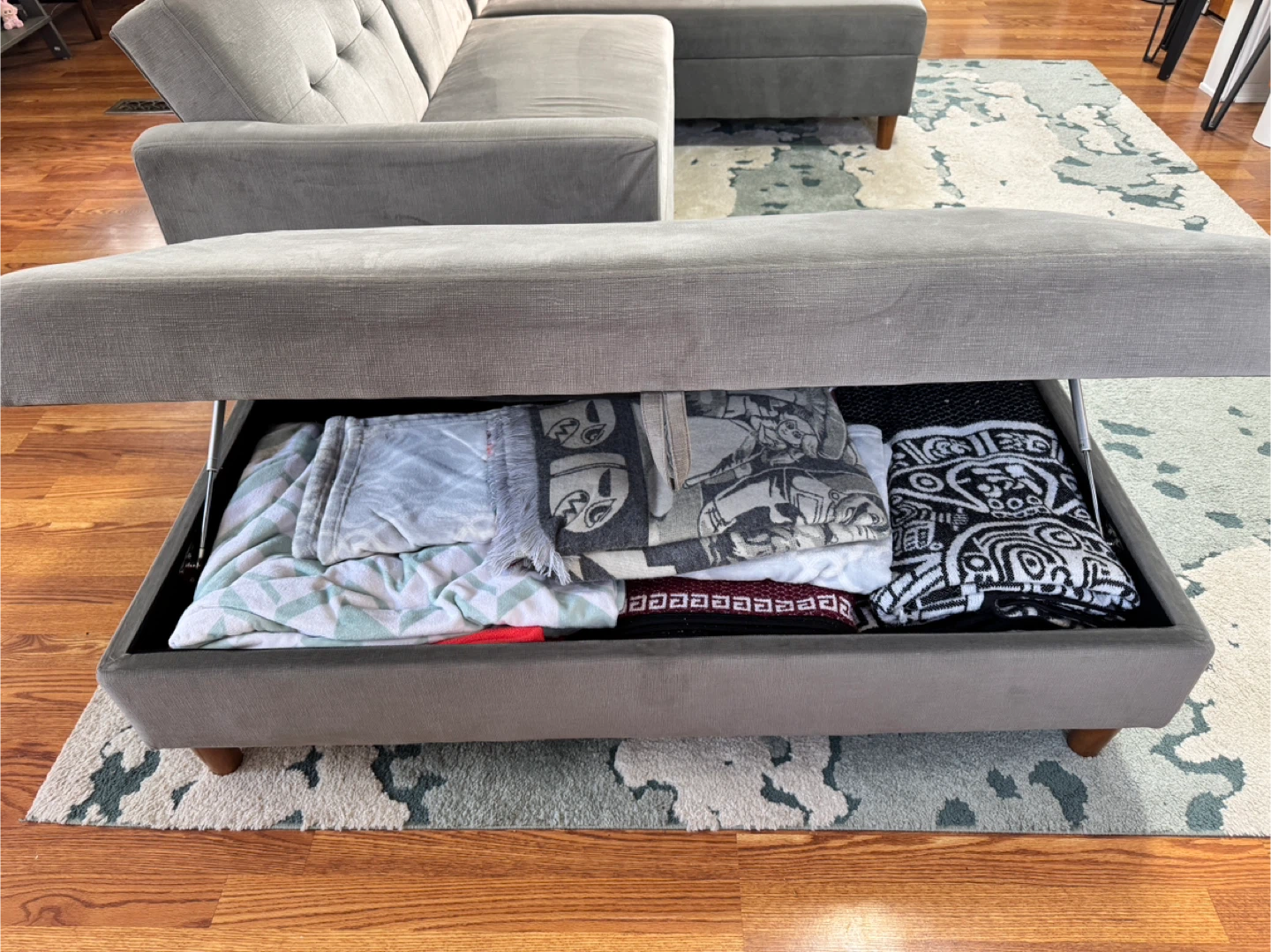 Gray Sectional Sofa with Ottoman Storage - photo 5