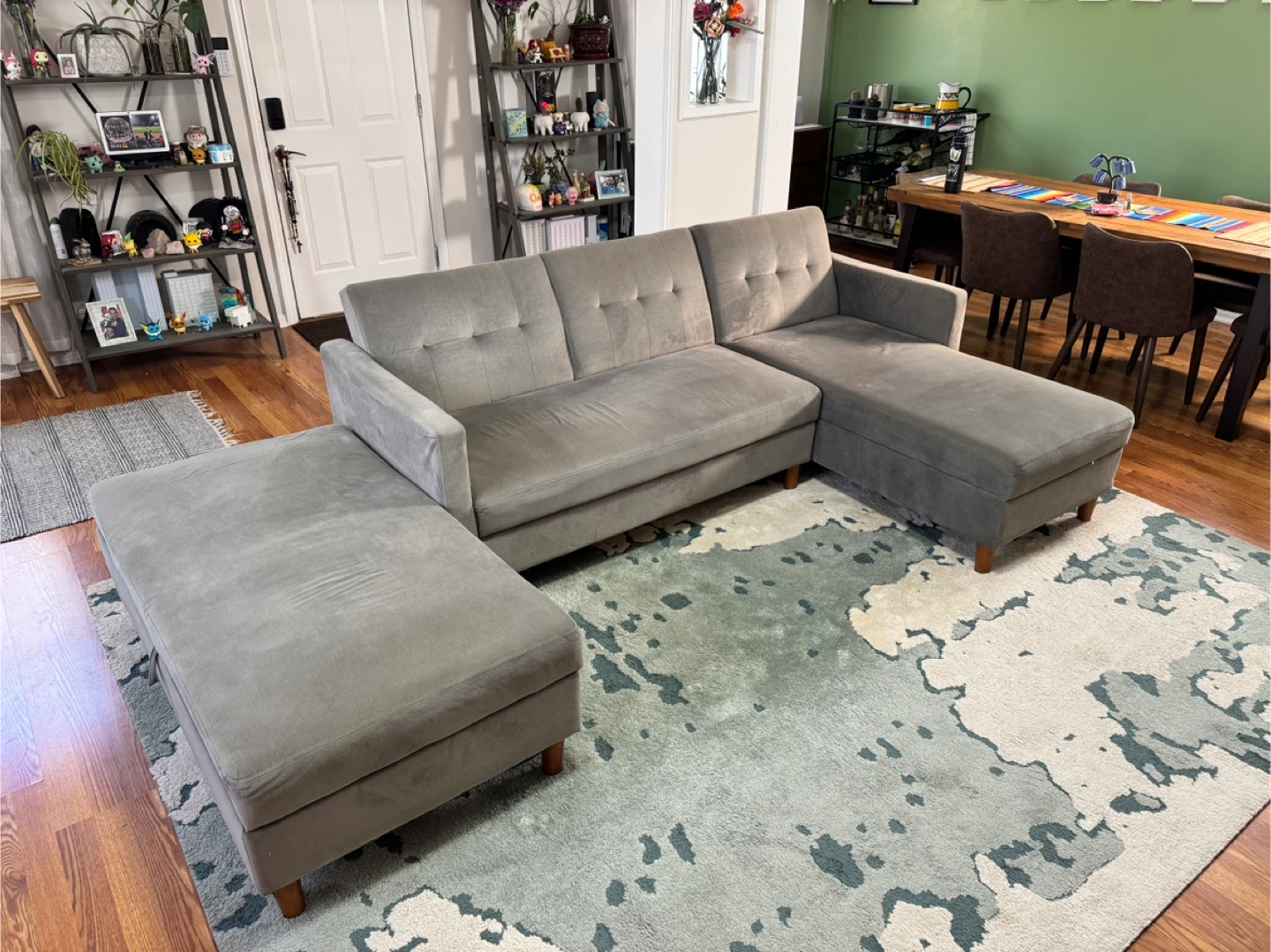 Gray Sectional Sofa with Ottoman Storage