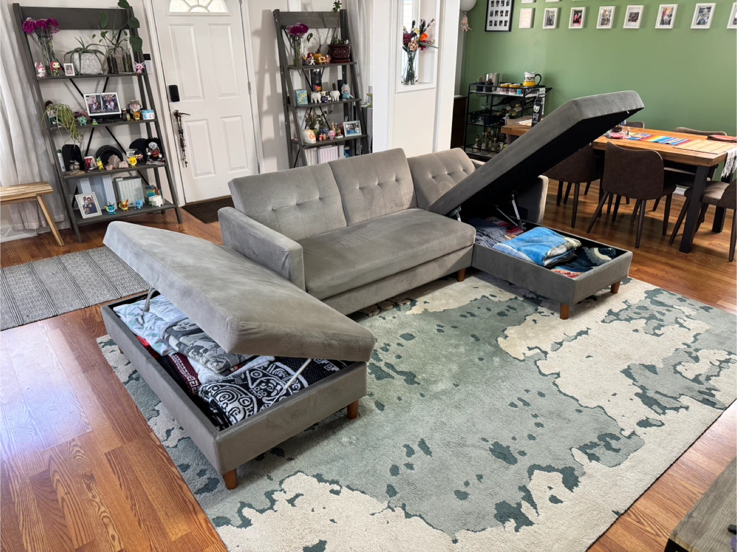 Gray Sectional Sofa with Ottoman Storage - photo 4