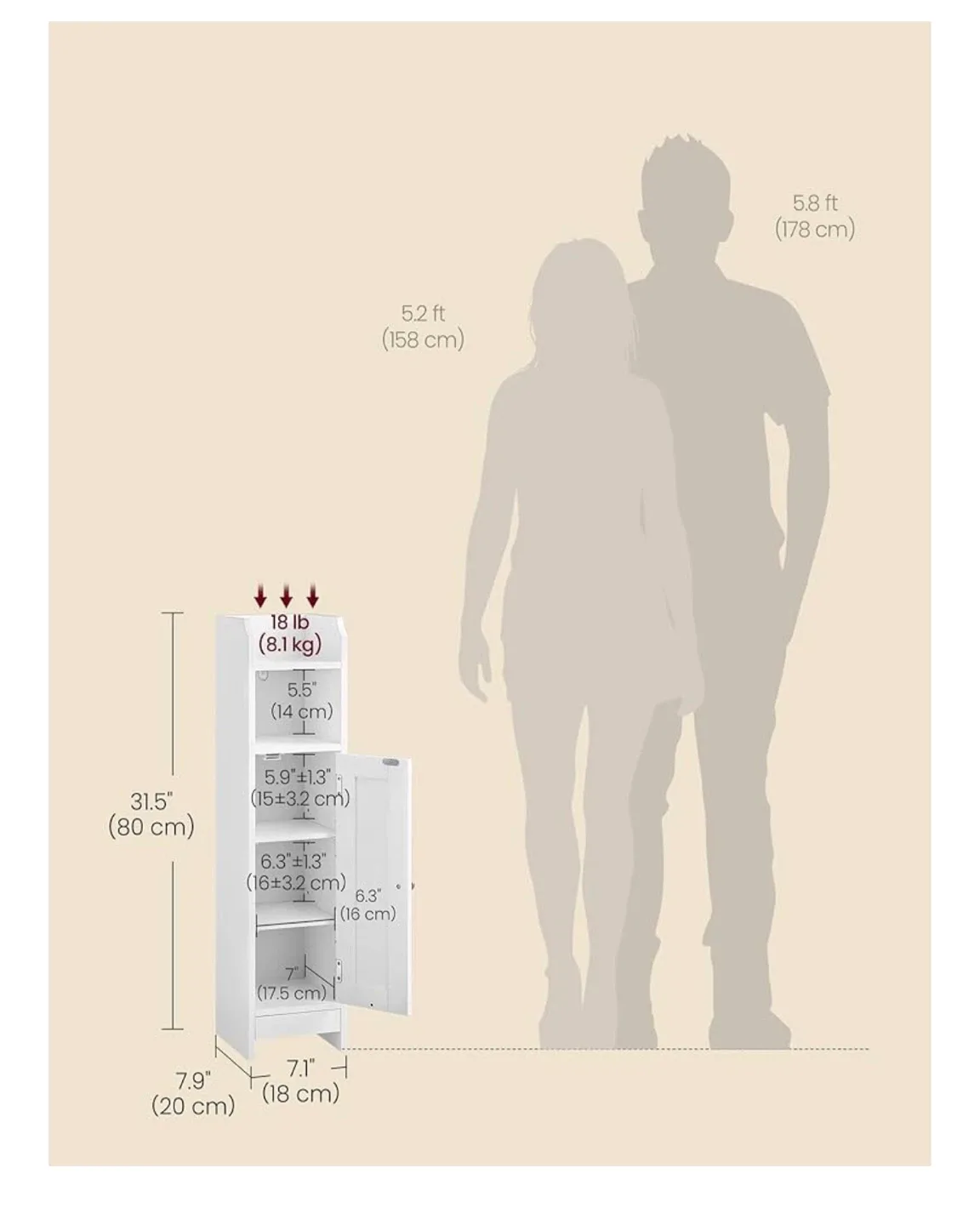White Bathroom Storage Cabinet image indicator(3)