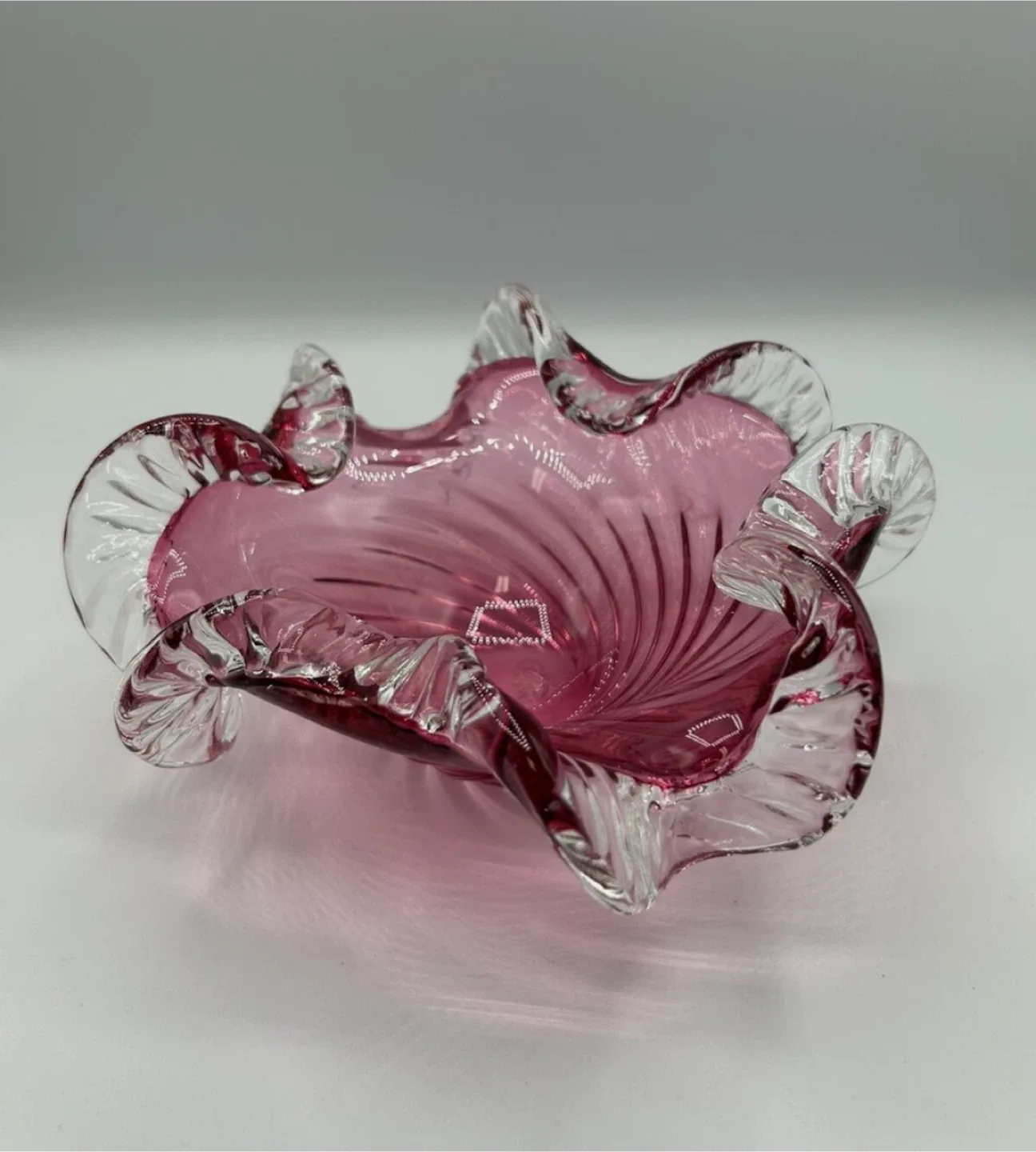 Vintage Cranberry Chalet -  Murano style glass bow thumbnail