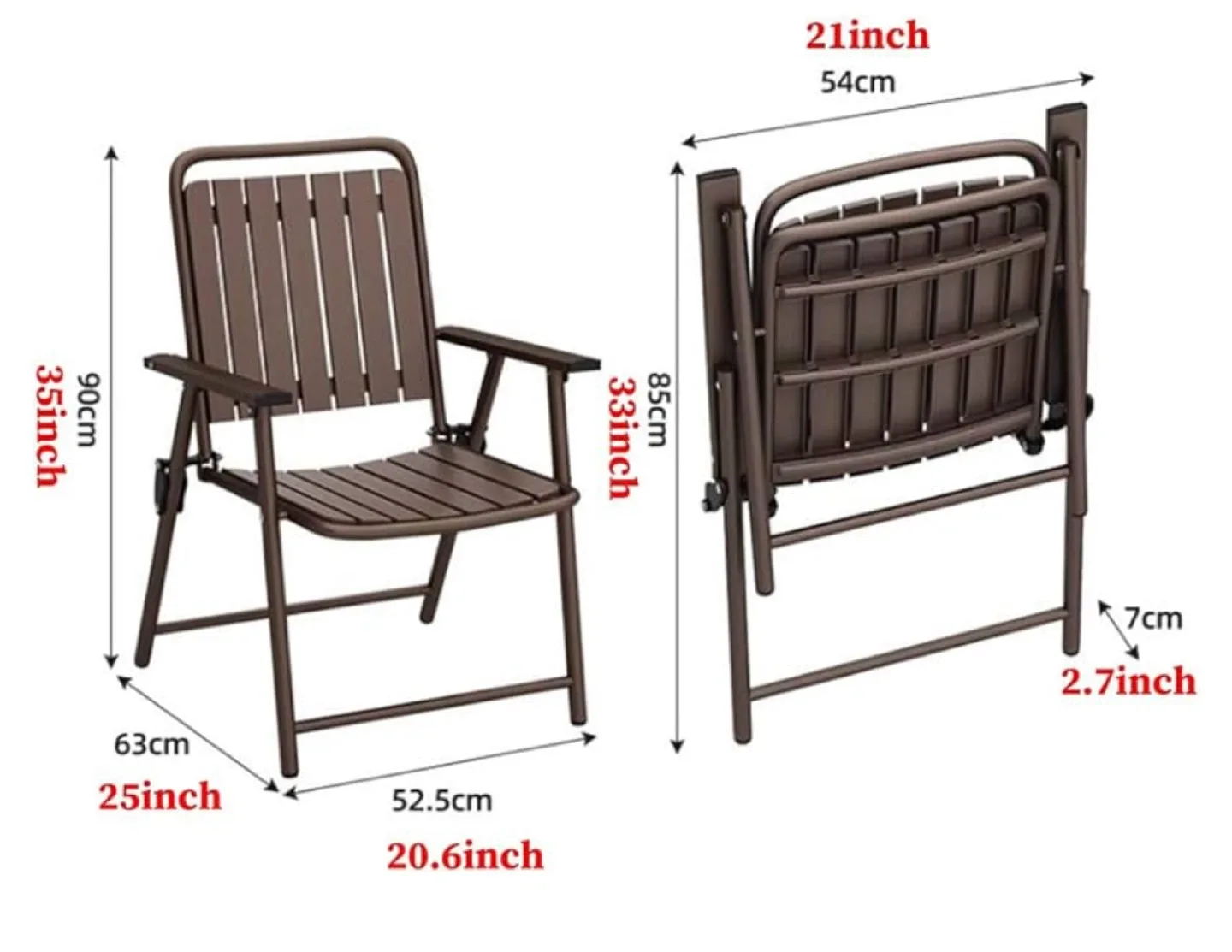 Folding Outdoor Chair - Brown 🥕 image indicator(6)