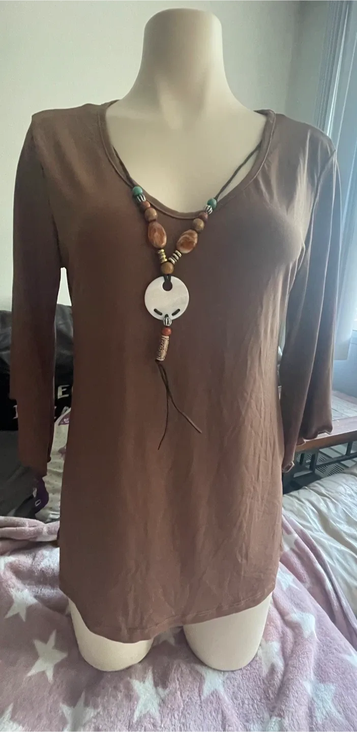 Daniel Laurent Brown Long Sleeve Top thumbnail