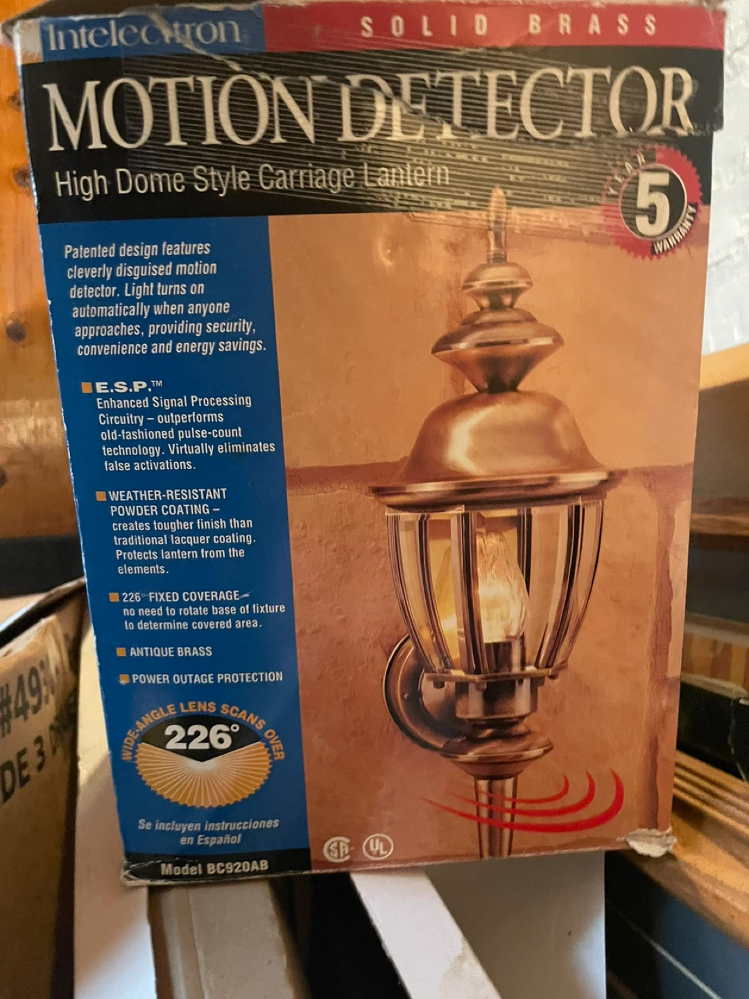 Intelectron Motion Detector Carriage Lantern - New in Box!