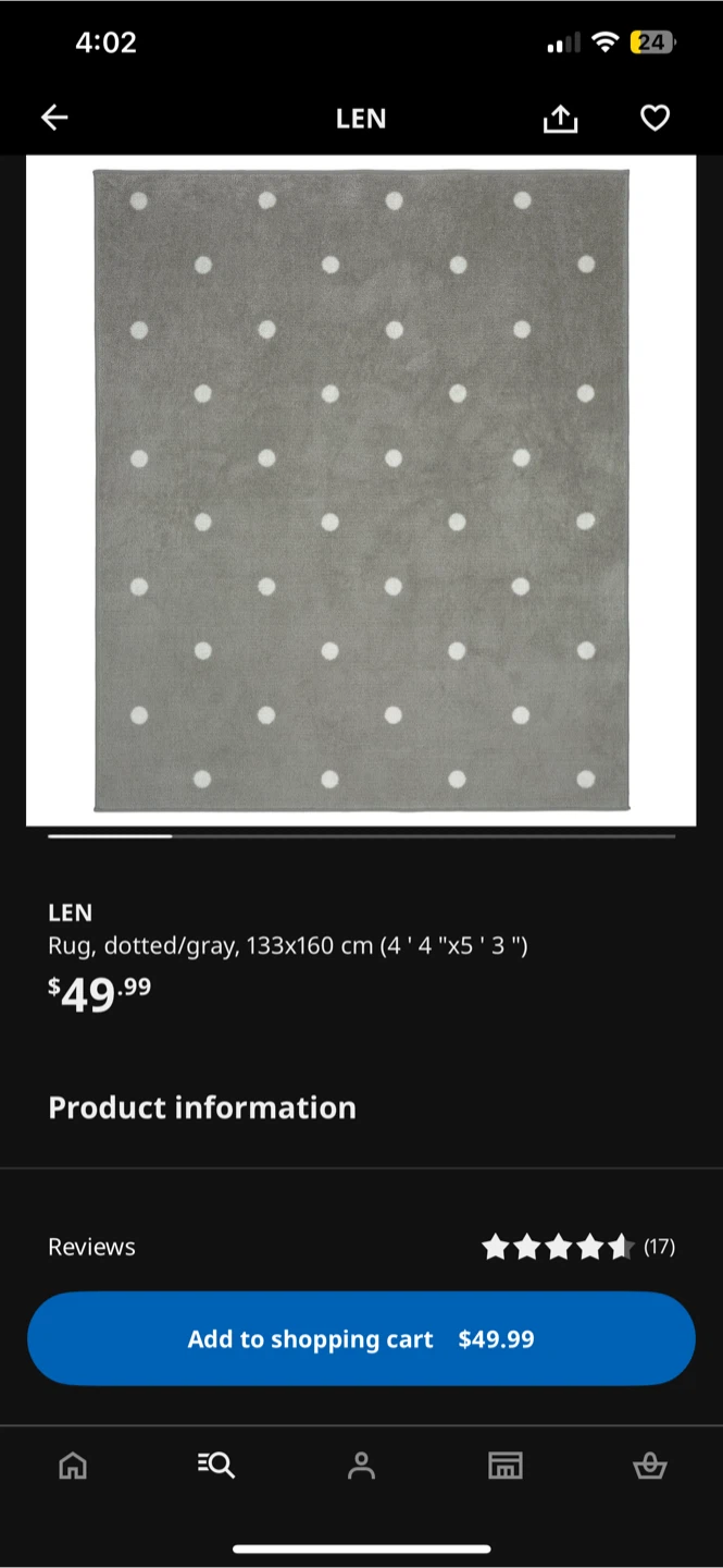 LEN Rug, dotted/gray, 4'4"x5'3" - photo 2