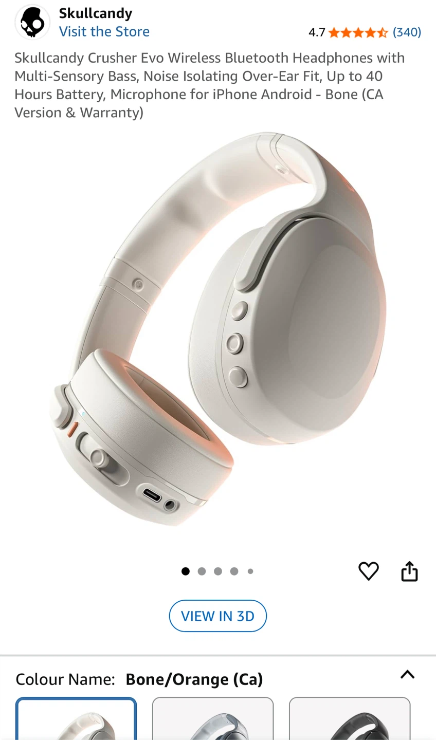 Skullcandy Crusher Evo Wireless Headphones - Bone/Orange - photo 2