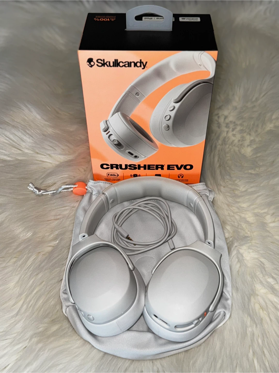 Skullcandy Crusher Evo Wireless Headphones - Bone/Orange
