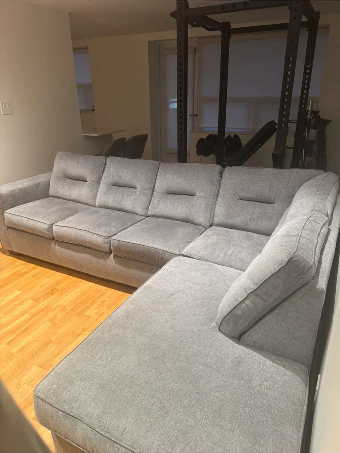 Grey Sectional Sofa with Pillows image indicator(2)