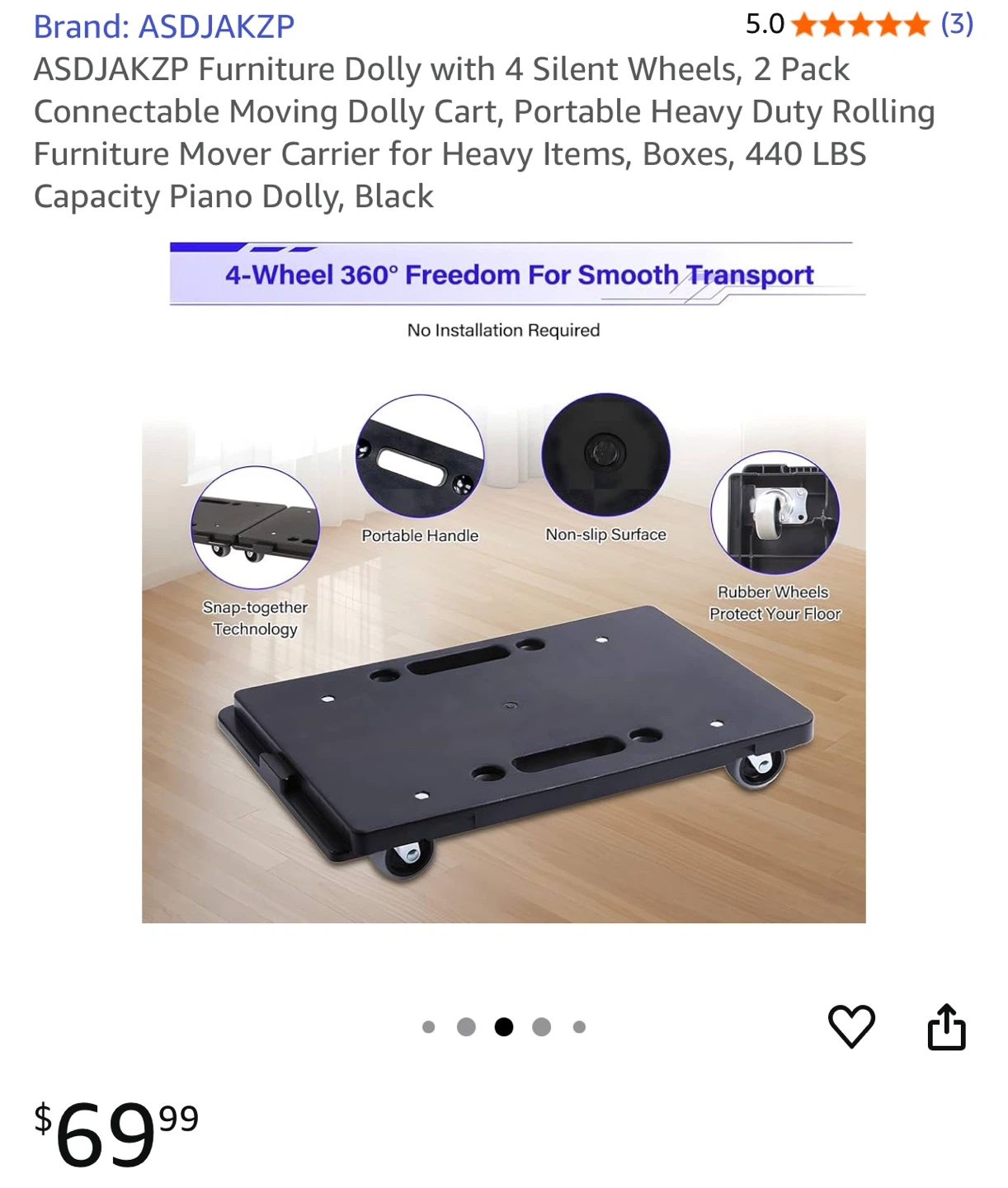 ASDJAKZP Furniture Dolly with 4 Silent Wheels - photo 4