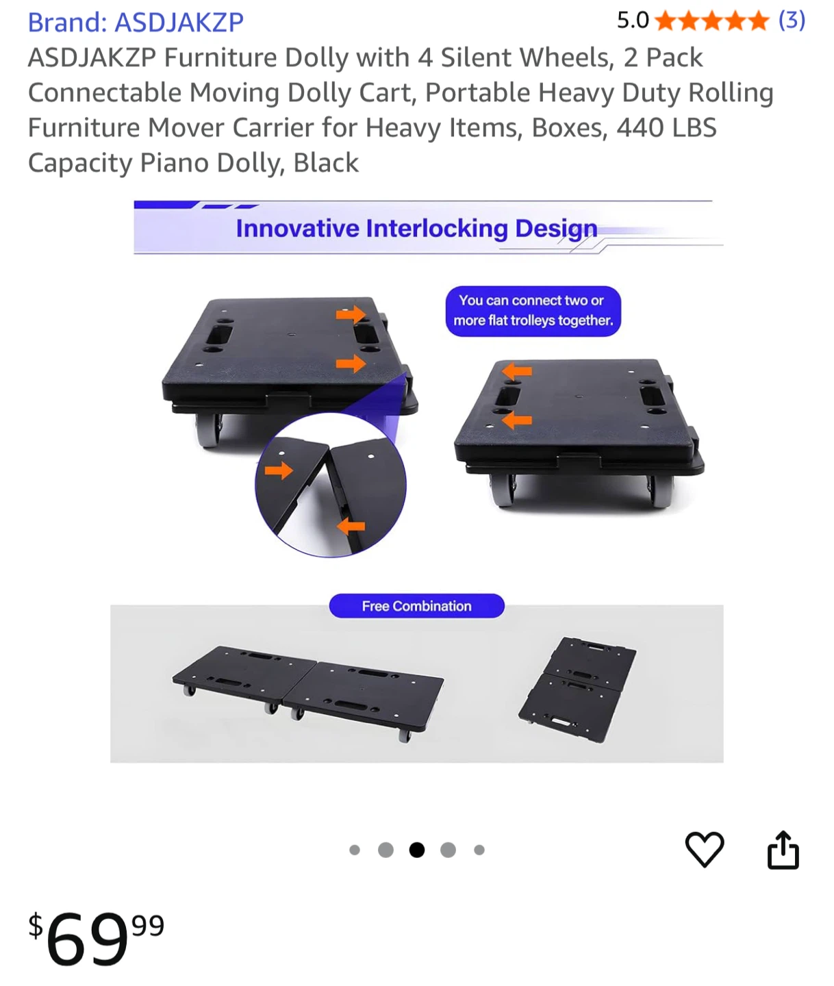 ASDJAKZP Furniture Dolly with 4 Silent Wheels - photo 5