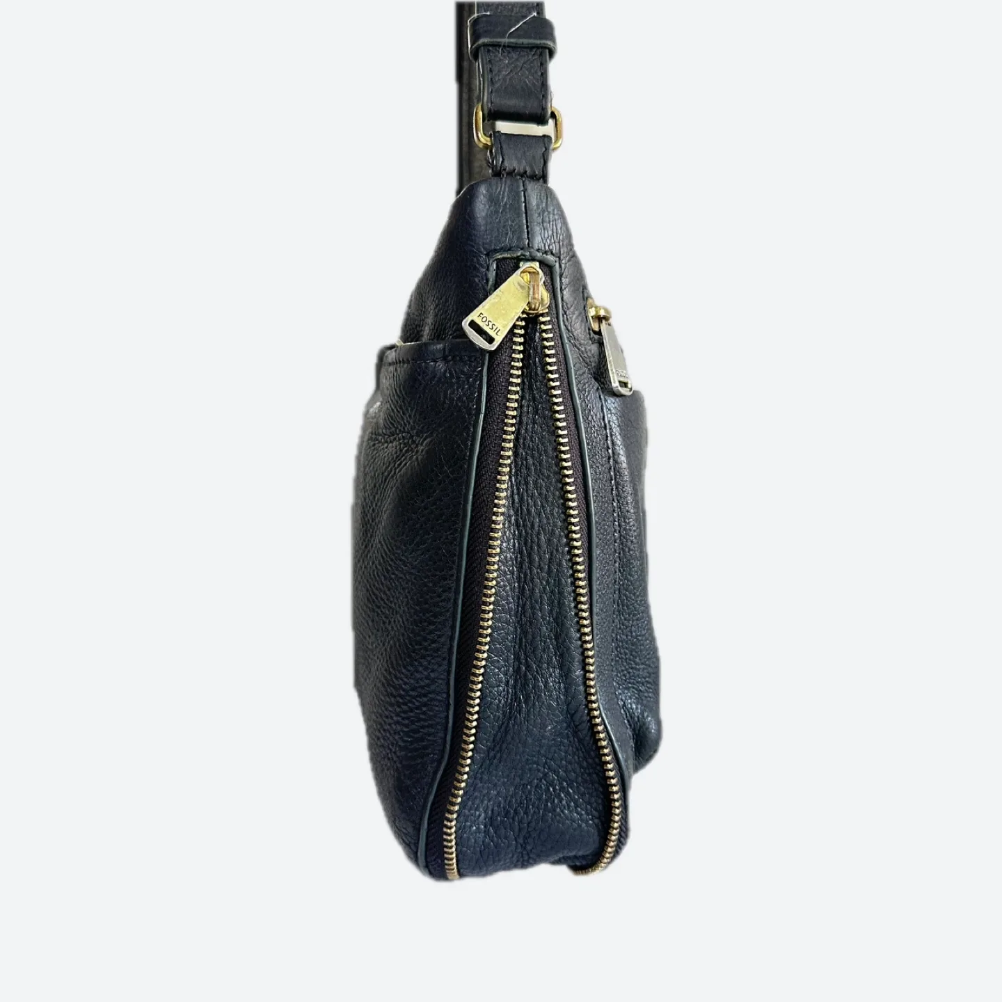 Vintage Fossil Piper Black Leather Crossbody Bag image indicator(3)