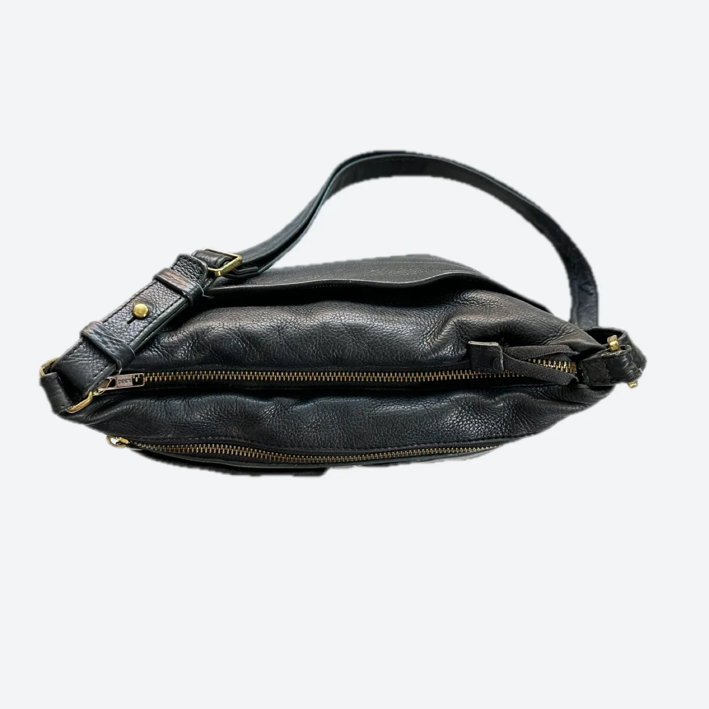 Vintage Fossil Piper Black Leather Crossbody Bag image indicator(5)