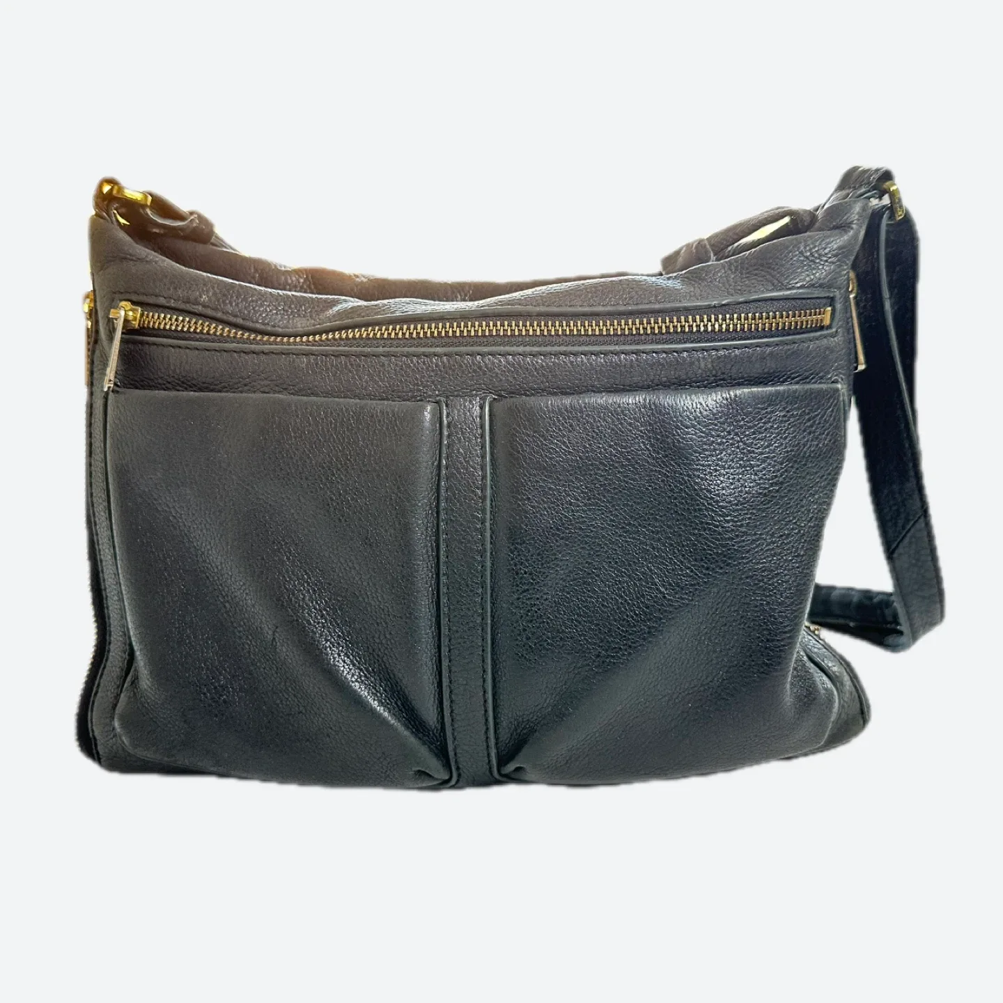 Vintage Fossil Piper Black Leather Crossbody Bag image indicator(6)