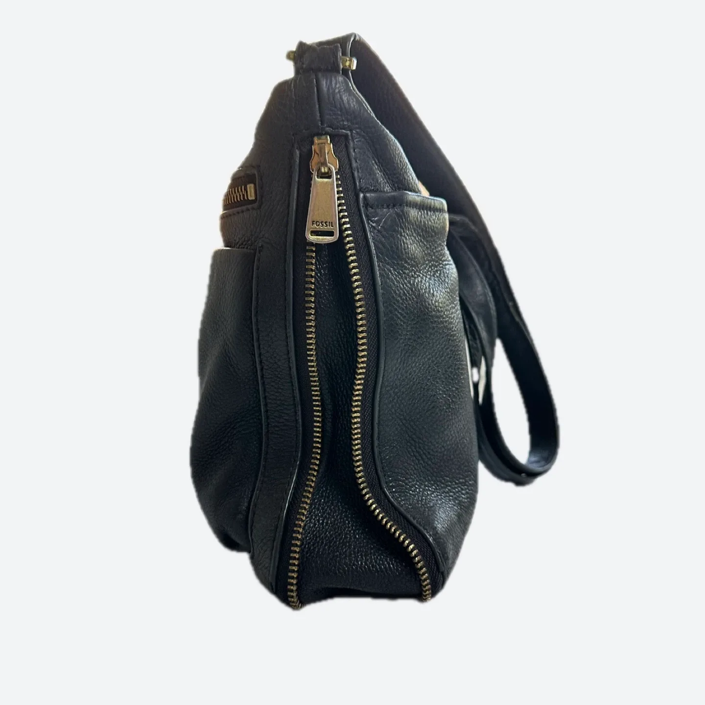 Vintage Fossil Piper Black Leather Crossbody Bag image indicator(7)