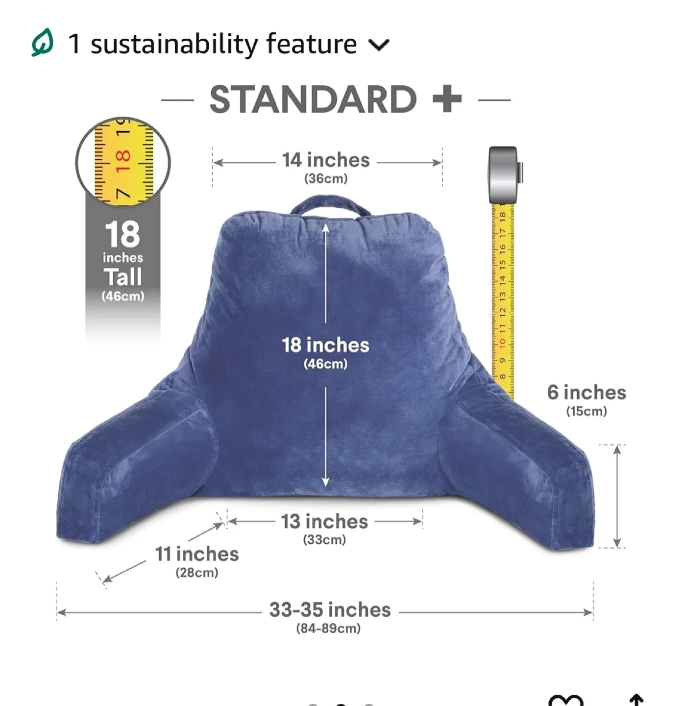 Standard+ Bed Rest Pillow - Blue thumbnail