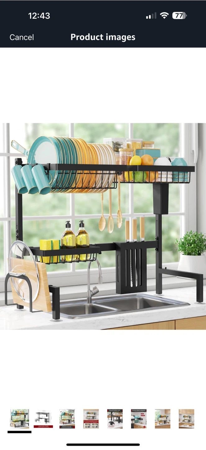 Sakugi Over The Sink Dish Drying Rack - Dark Black, X-Large - photo 2