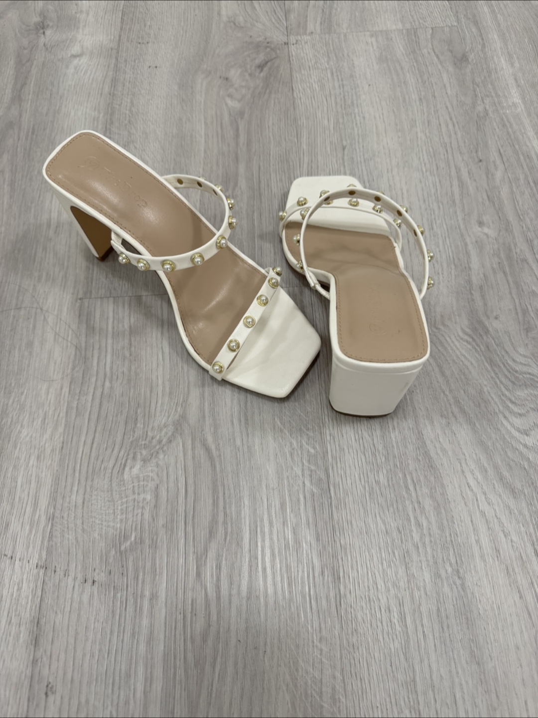 White Heeled Sandals, Size 37