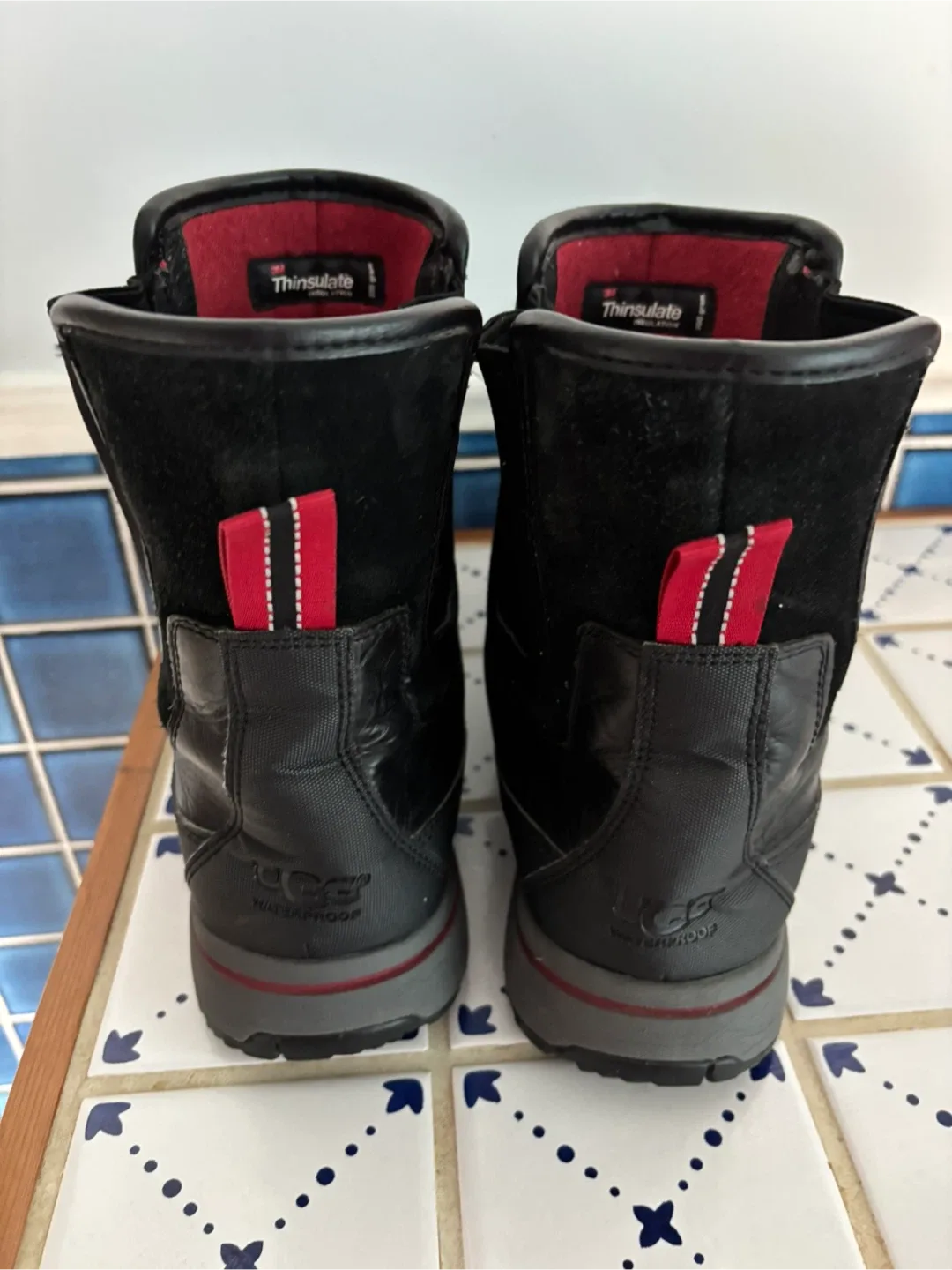 UGG Waterproof Black Leather Boots, Size 11 image indicator(3)