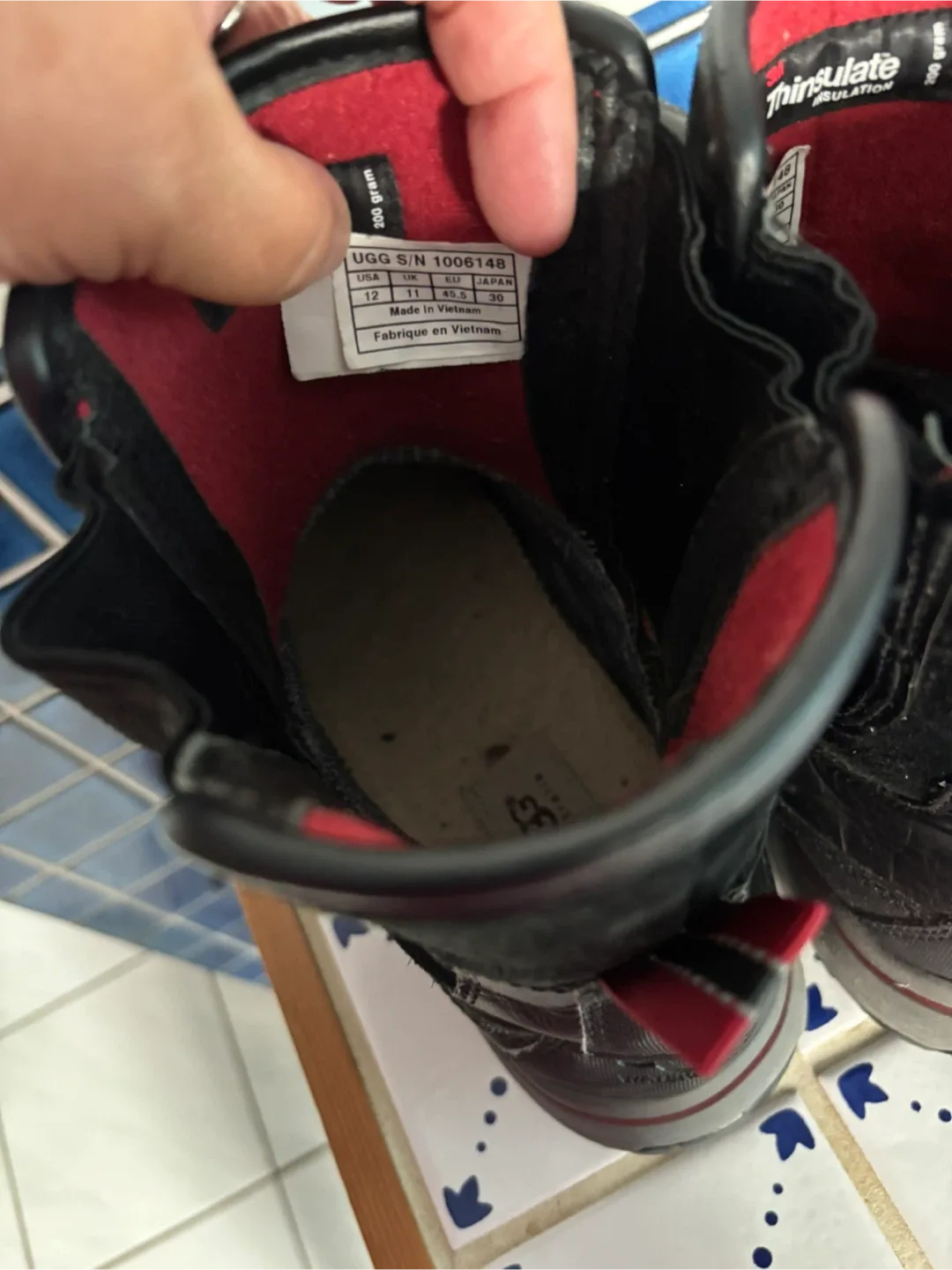 UGG Waterproof Black Leather Boots, Size 11 image indicator(8)