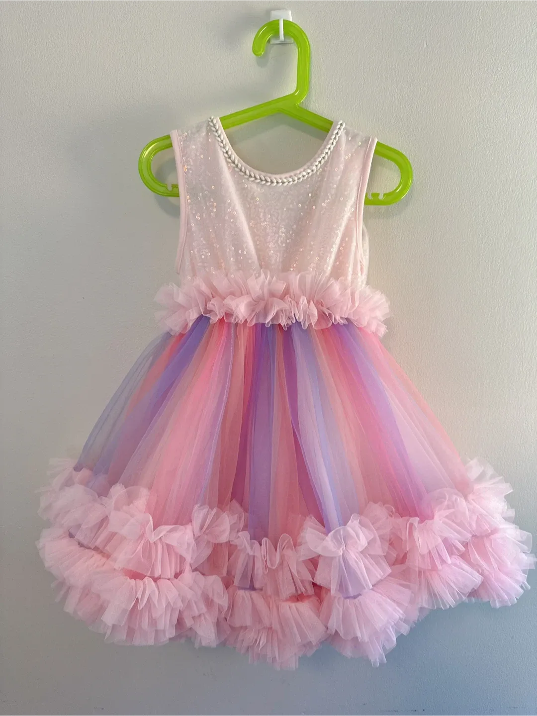 Pink & Rainbow Tulle Party Dress Toddler size 4-5T thumbnail