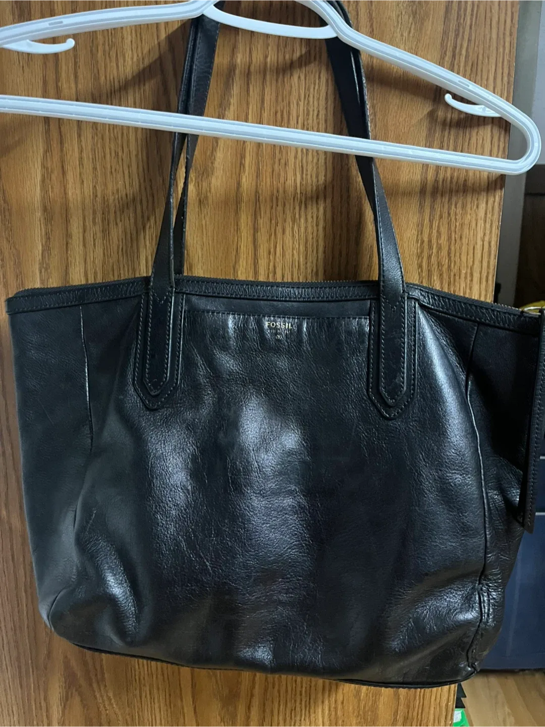 Fossil Black Leather Tote Bag image indicator(2)
