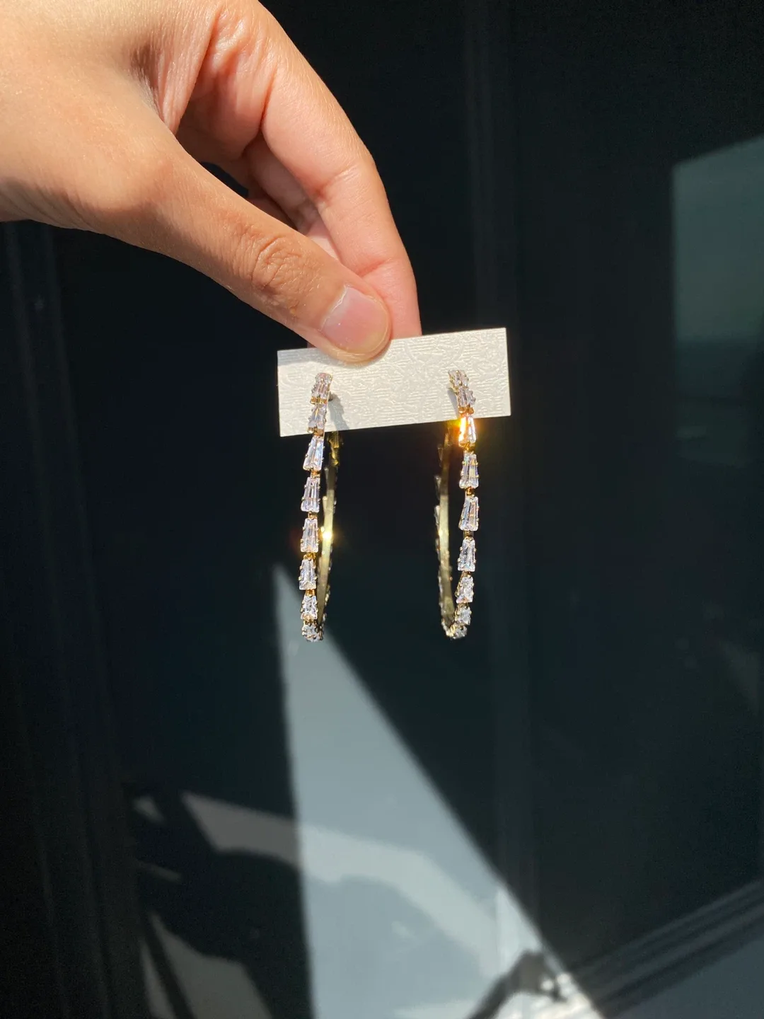 Hoop Earrings with Rhinestones thumbnail