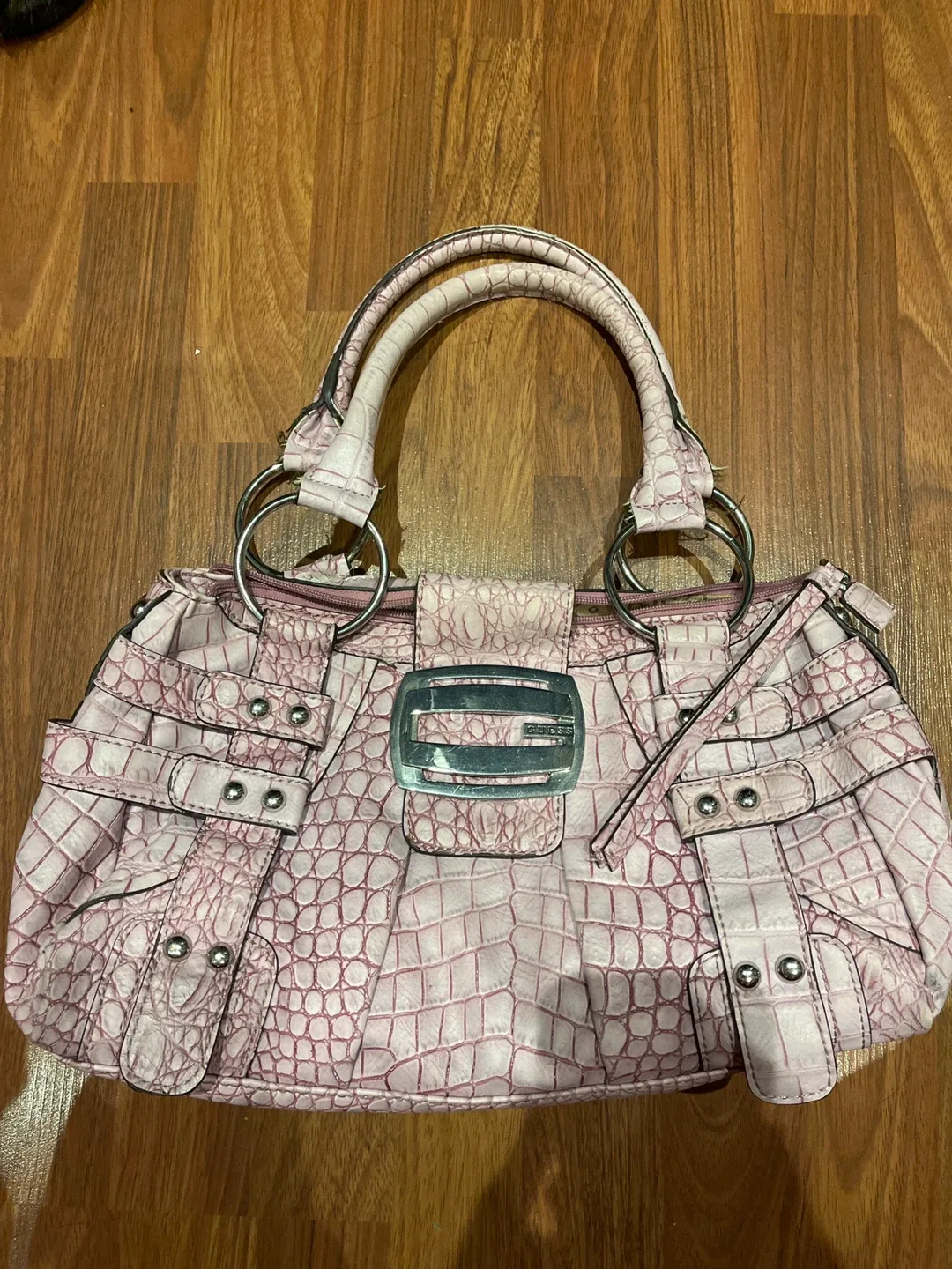 Guess Pink Alligator Print Handbag thumbnail