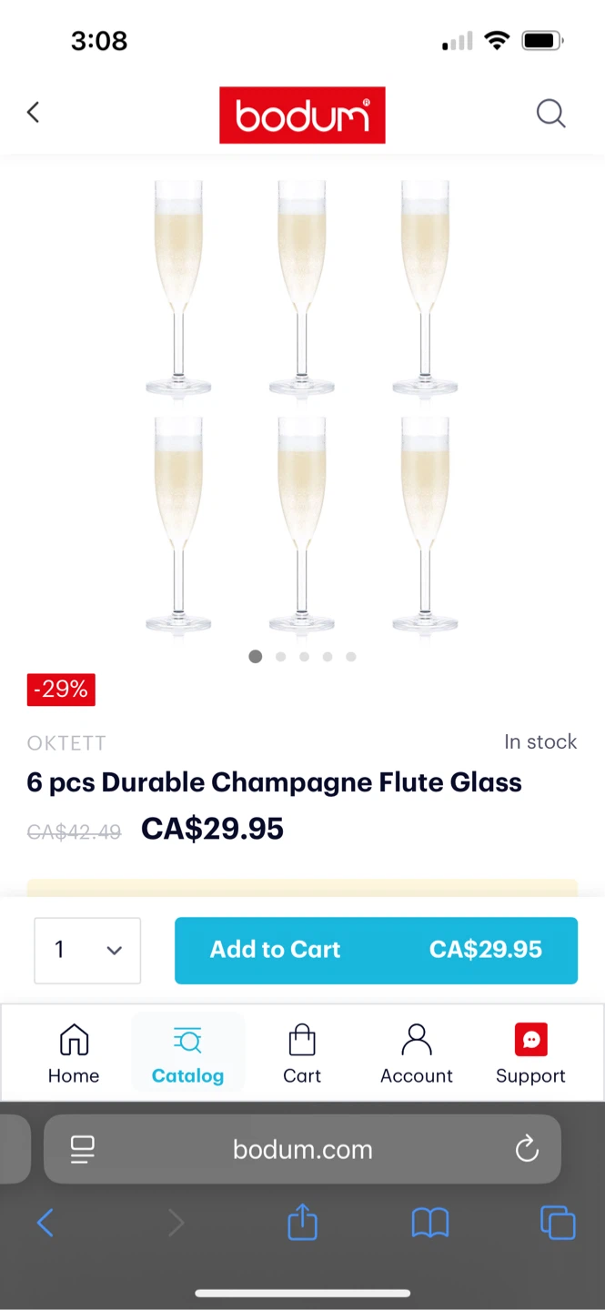 Bodum Oktett Champagne Flutes (6)