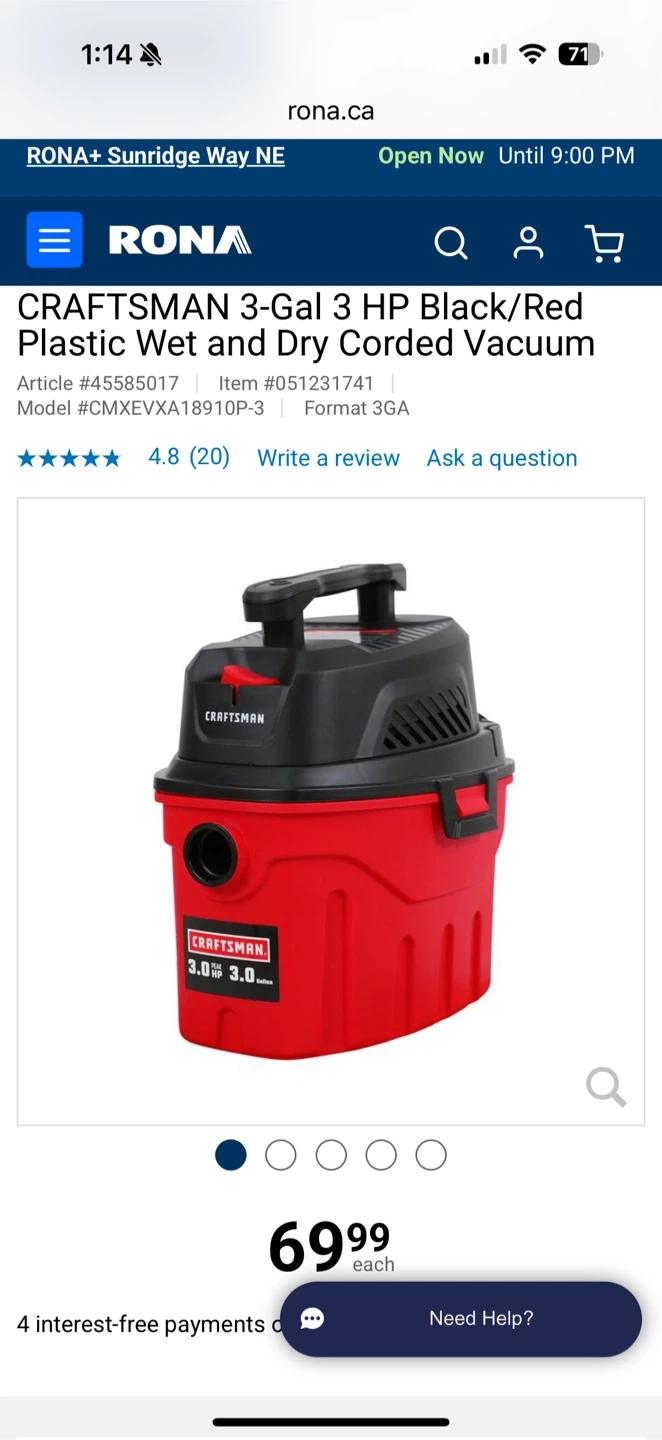 Craftsman 3-Gal Wet/Dry Vac - Model CMXEVXA18910P-3