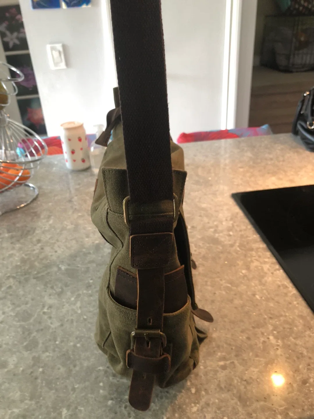 Canvas and Leather Messenger Bag image indicator(7)