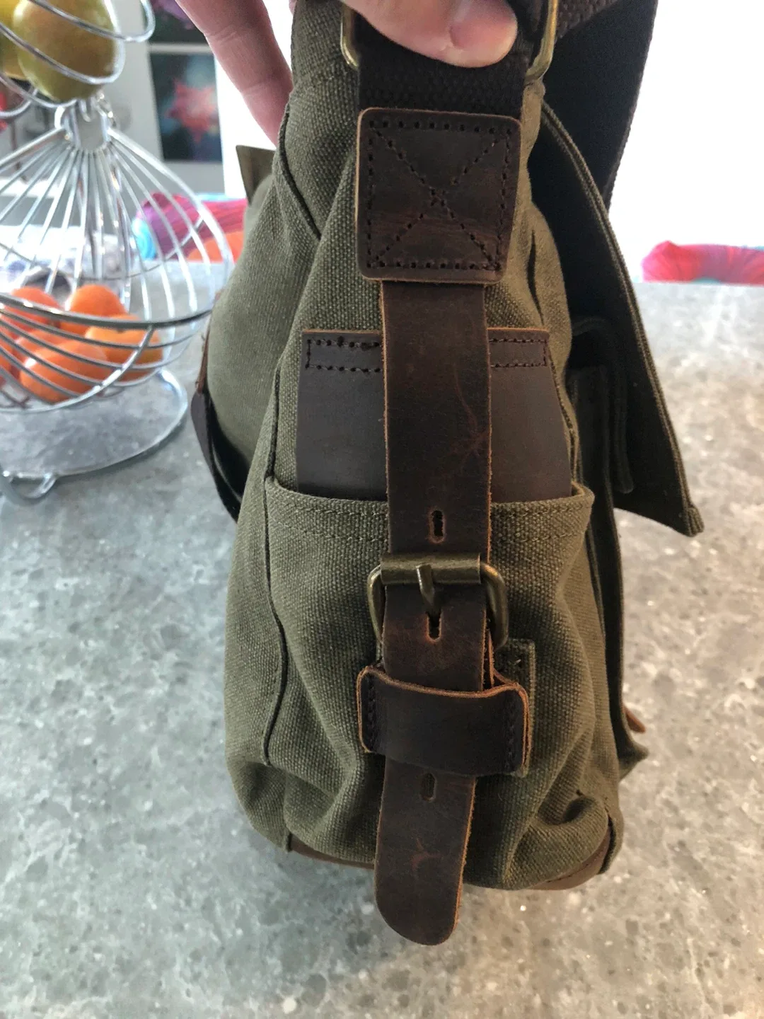 Canvas and Leather Messenger Bag image indicator(6)