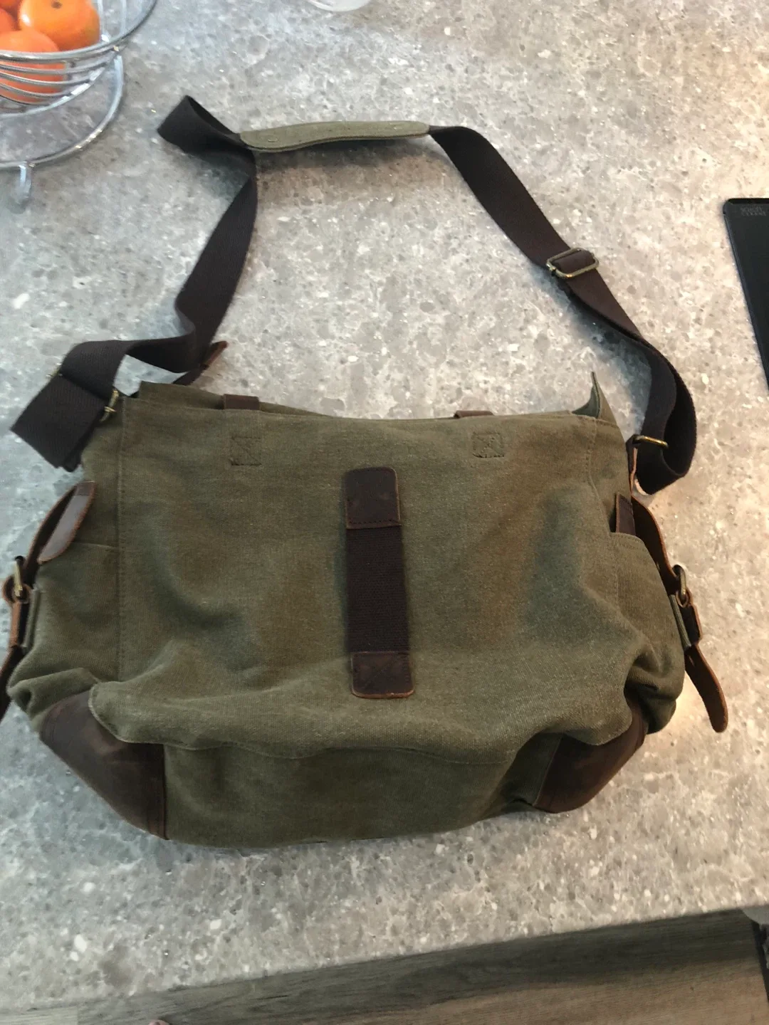 Canvas and Leather Messenger Bag image indicator(5)