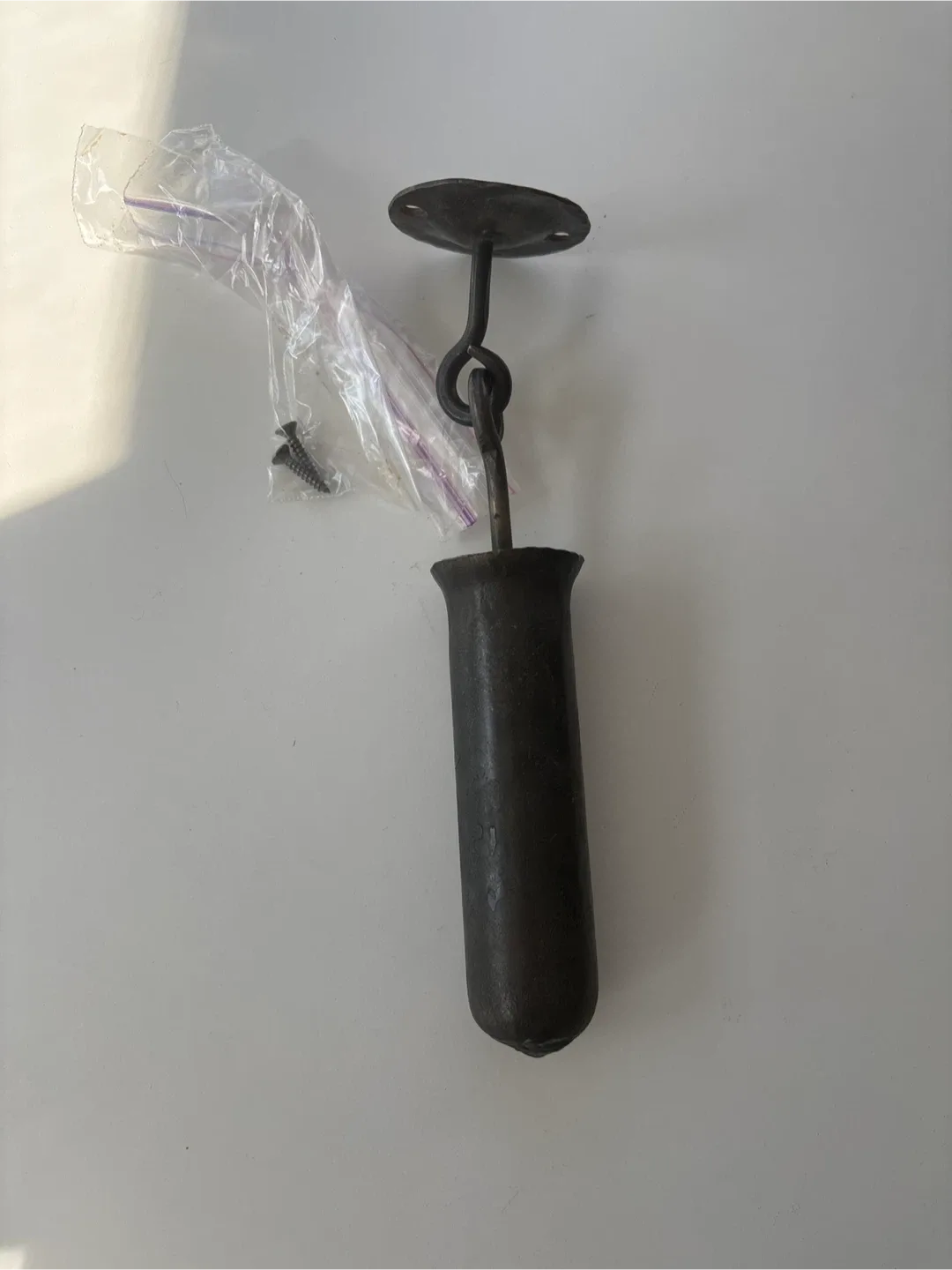 Vintage Cast Iron Ceiling Hook with Screws thumbnail