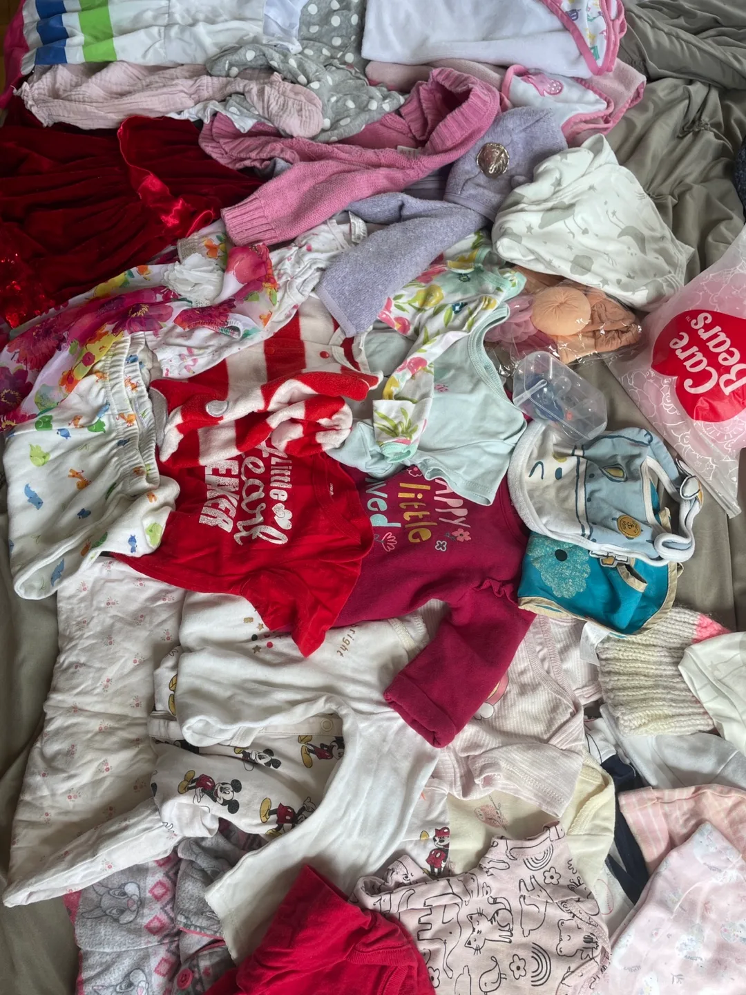 Bundle of baby girl clothes — over 35 pieces including swaddle thumbnail