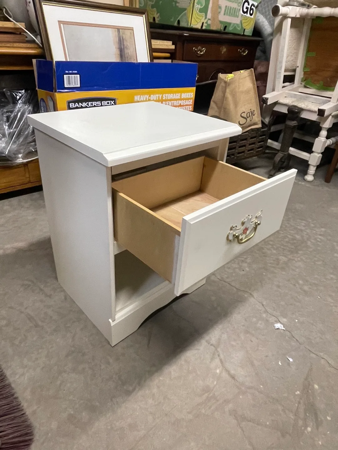 White Painted Wood dresser with  1 nightstand image indicator(5)