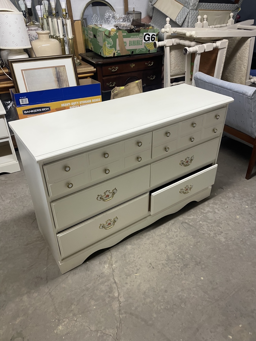 White Painted Wood dresser with  1 nightstand