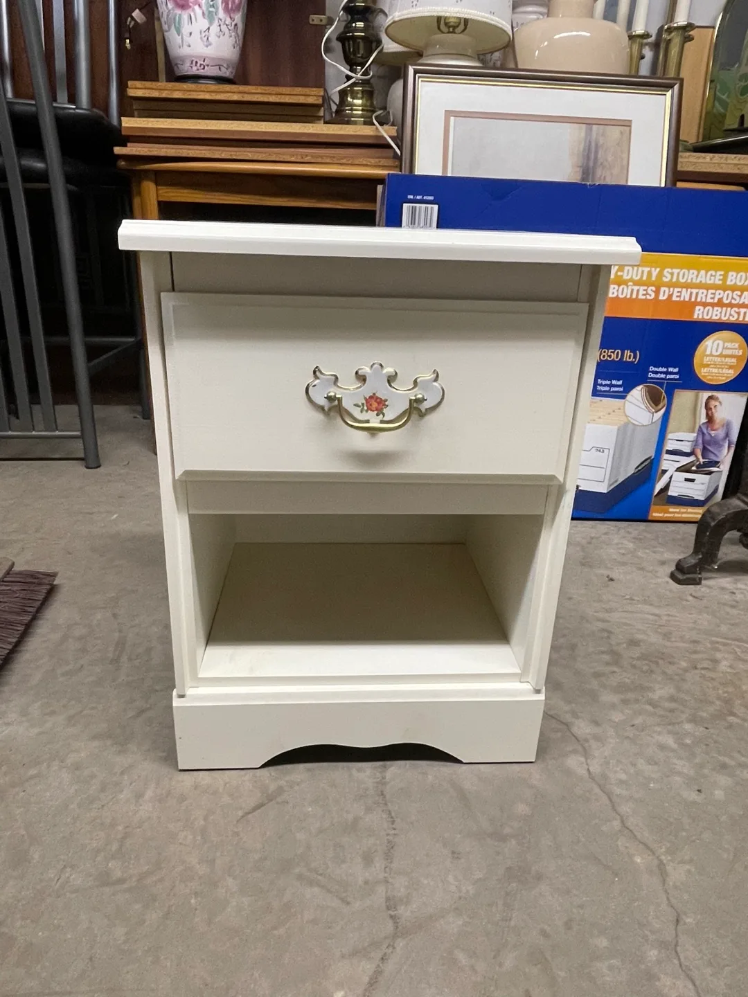 White Painted Wood dresser with  1 nightstand image indicator(4)