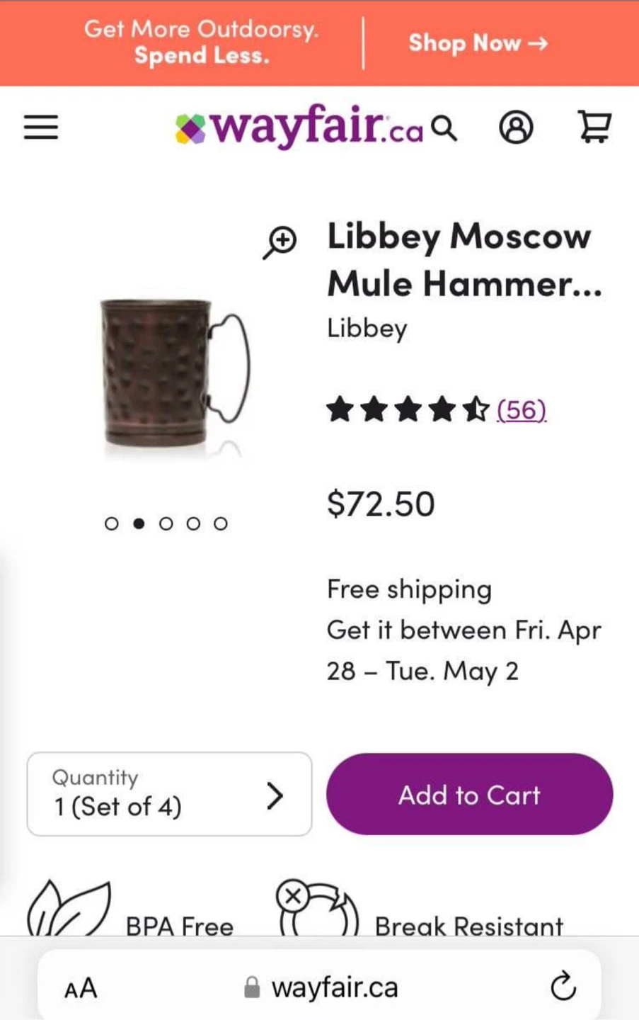 Moscow Mule Hammered Cup, Copper, 14oz $10 each - photo 5