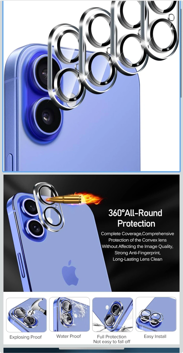 iVoler iPhone 16/16 Plus/17 Camera Lens Protector