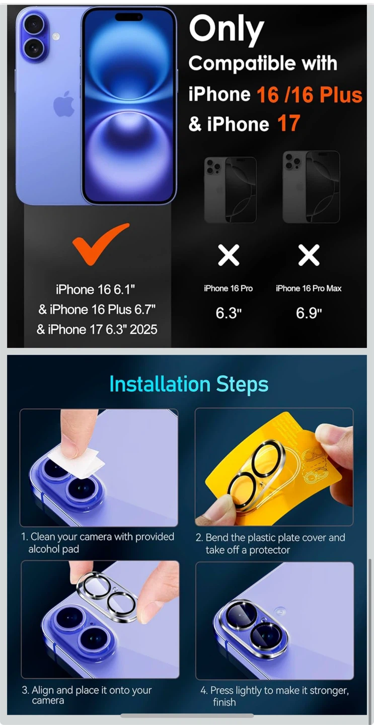 iVoler iPhone 16/16 Plus/17 Camera Lens Protector - photo 4