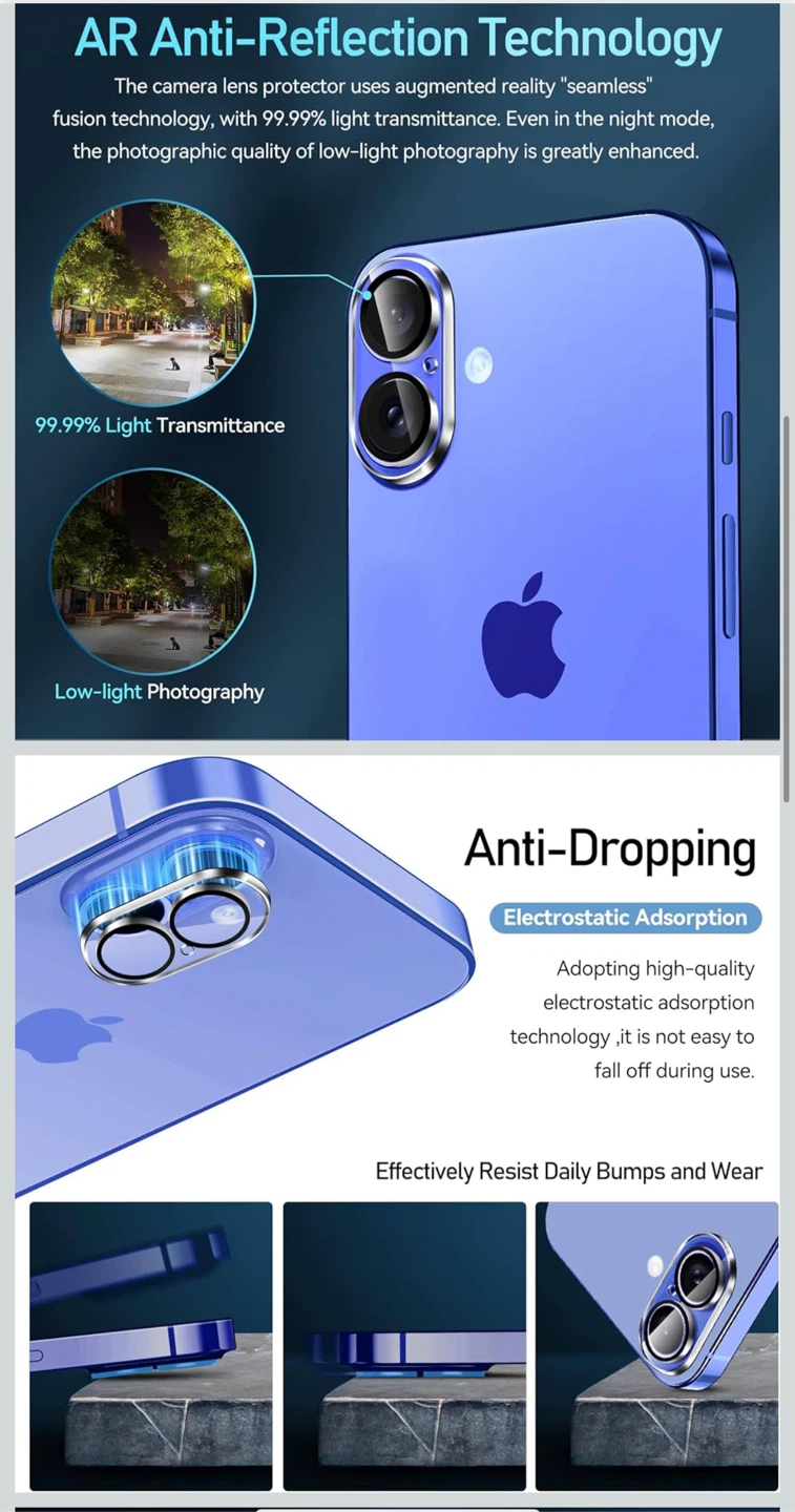 iVoler iPhone 16/16 Plus/17 Camera Lens Protector - photo 2