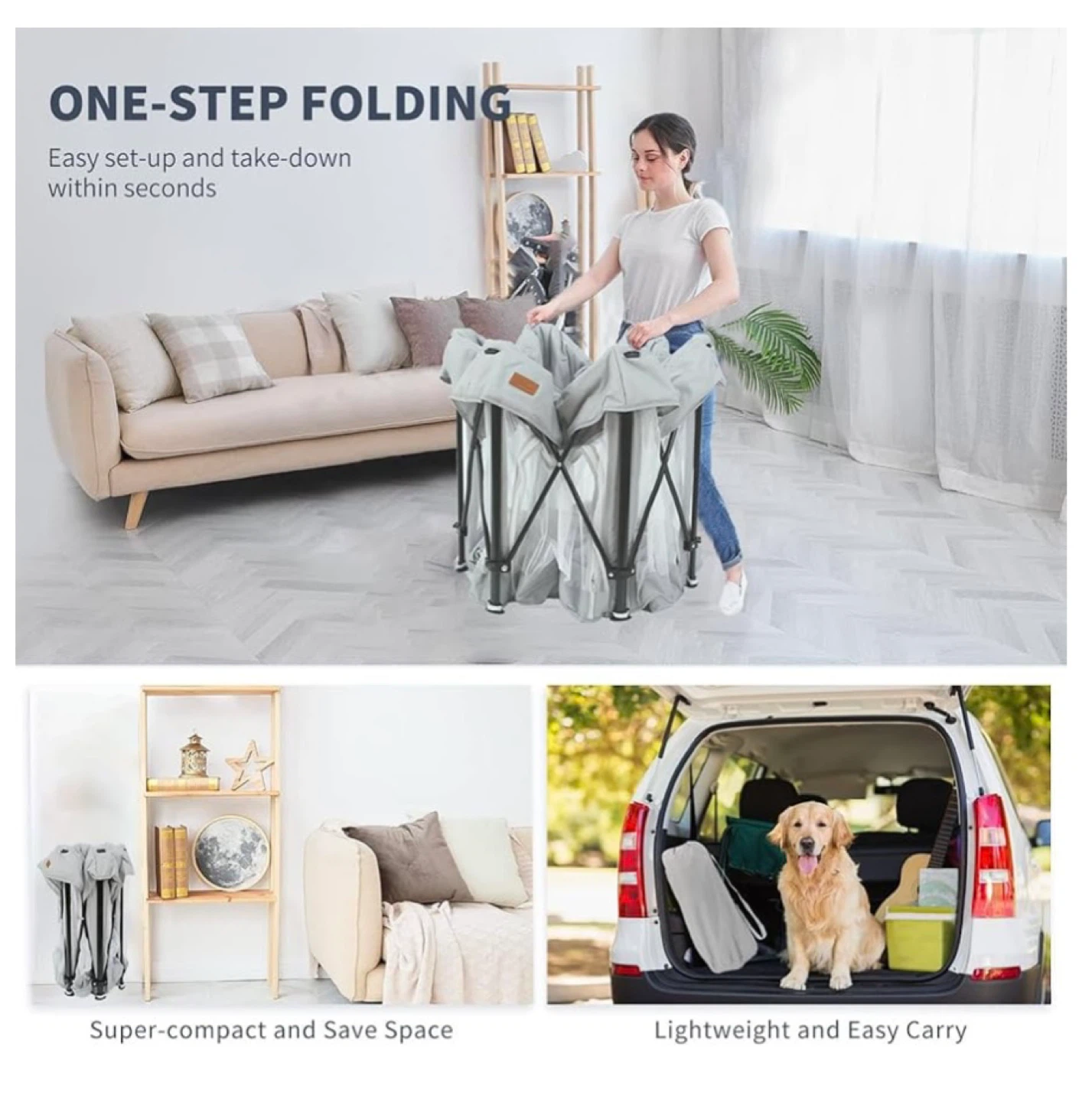 Portable Baby Playpen - Grey - photo 3