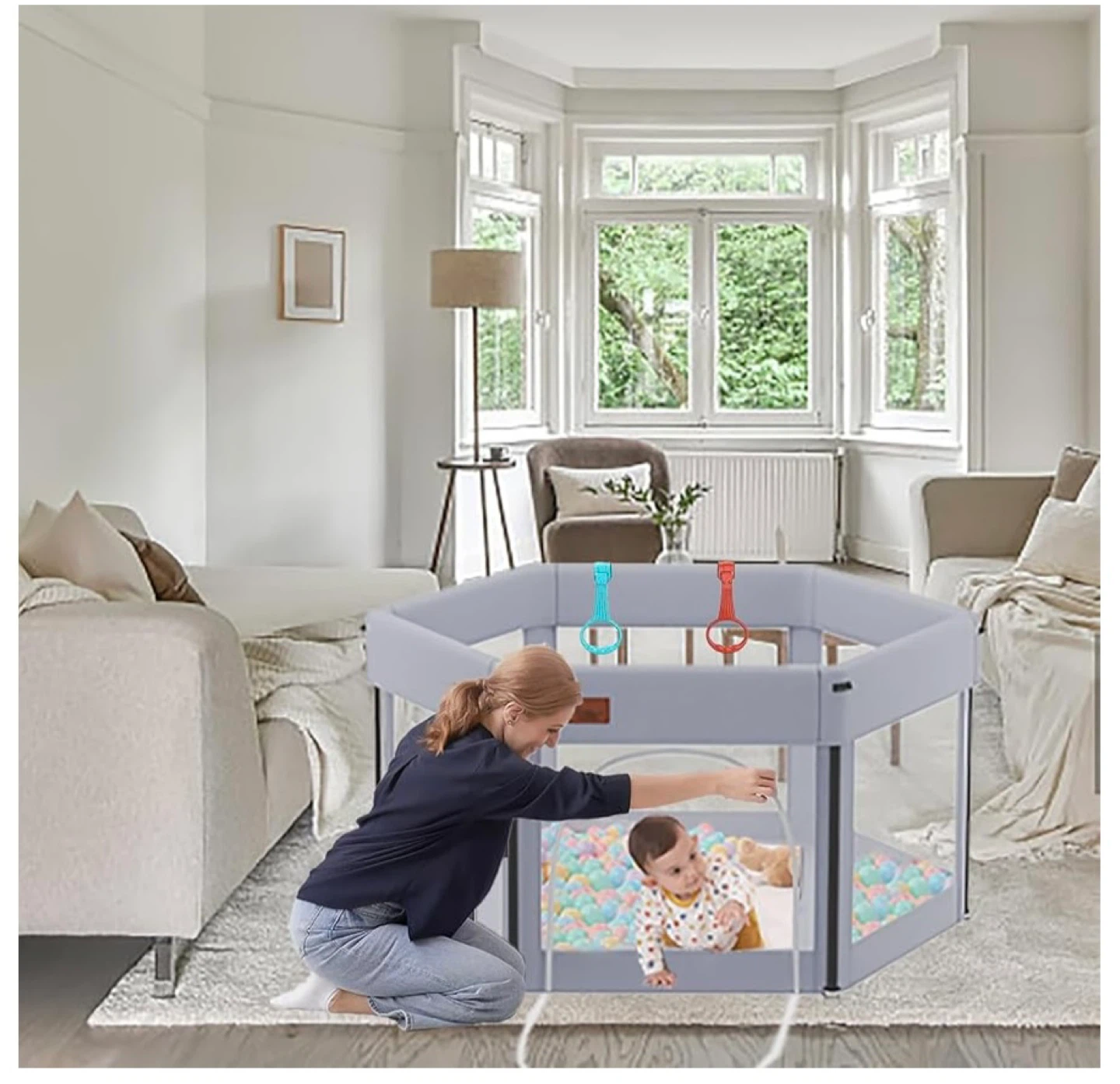 Portable Baby Playpen - Grey - photo 2