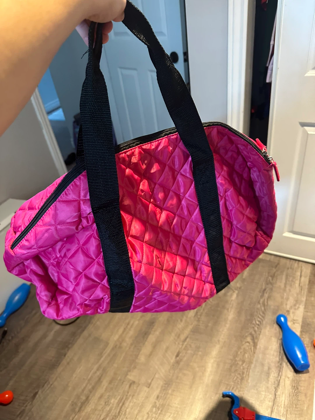 Pink Quilted Duffle Bag