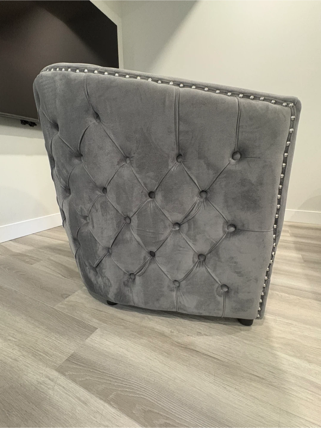 Grey Velvet Lynn Accent Chair - photo 3