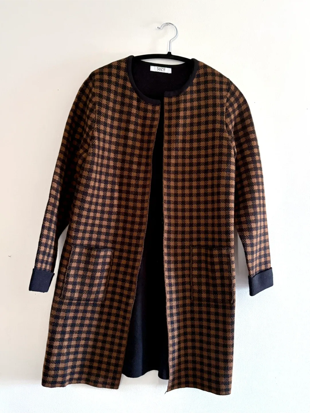 Brown & Black Checkered Coatigan ! thumbnail