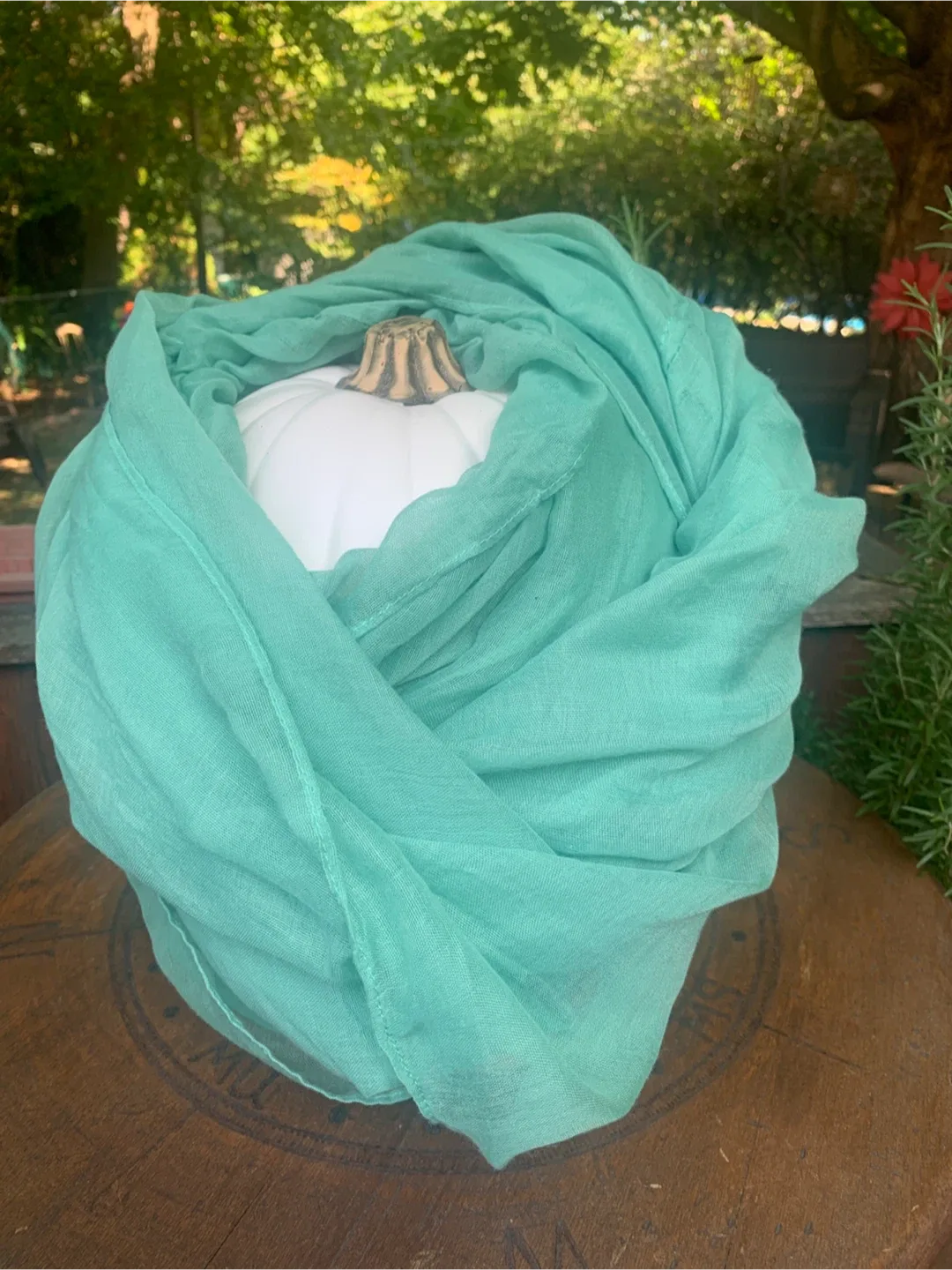 Teal Green Circle Scarf thumbnail