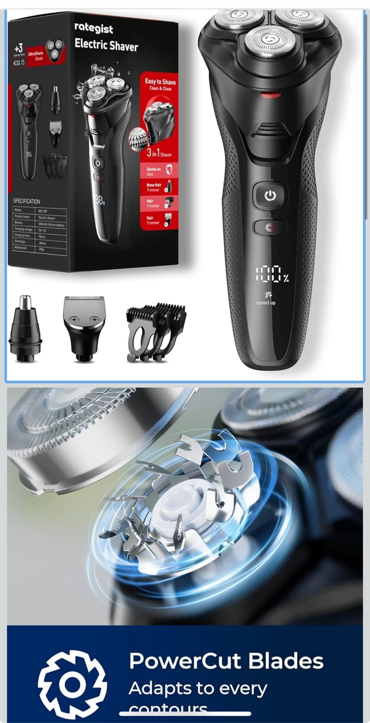 RateGist Electric Shaver, Wet & Dry