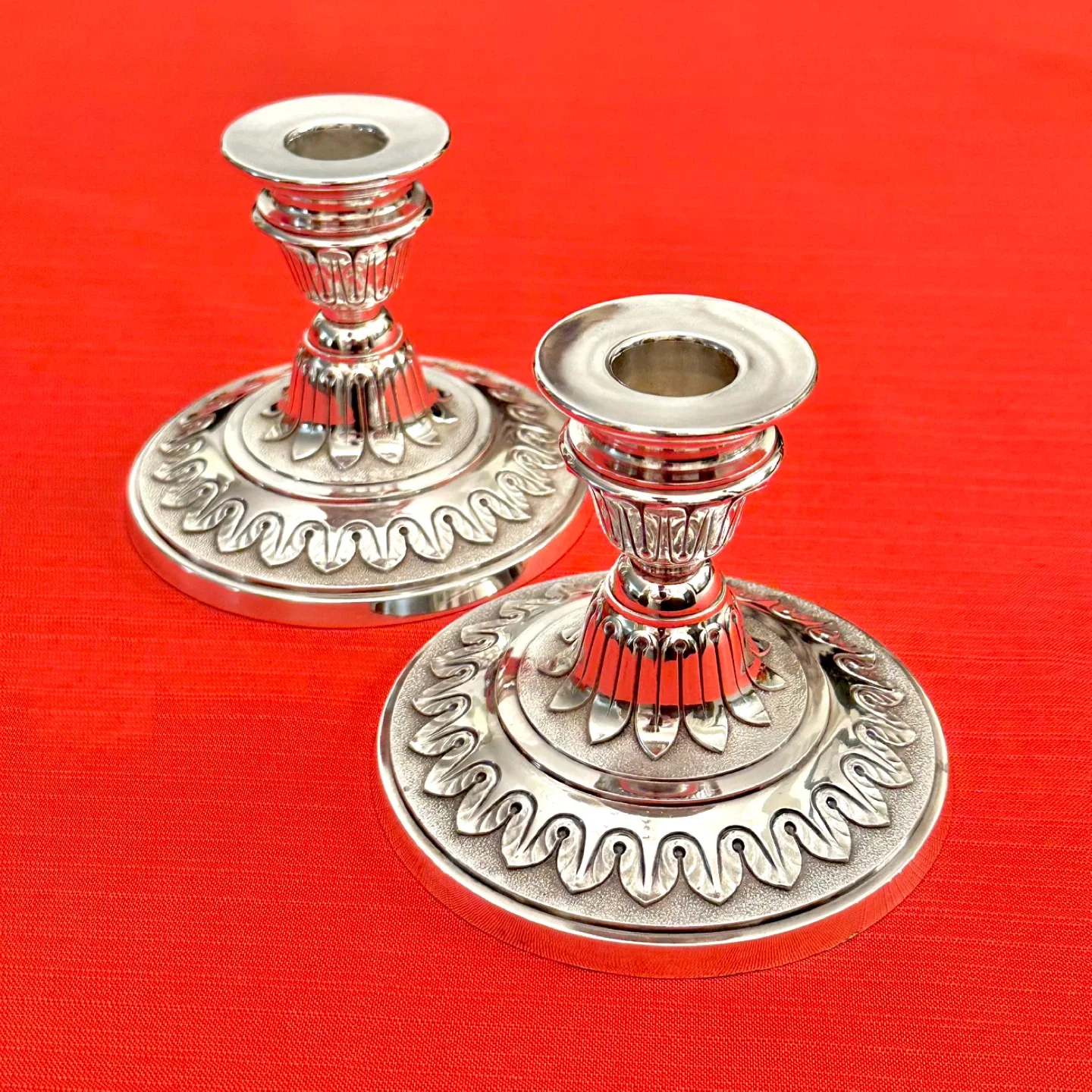 Pair silver-plated candlesticks thumbnail